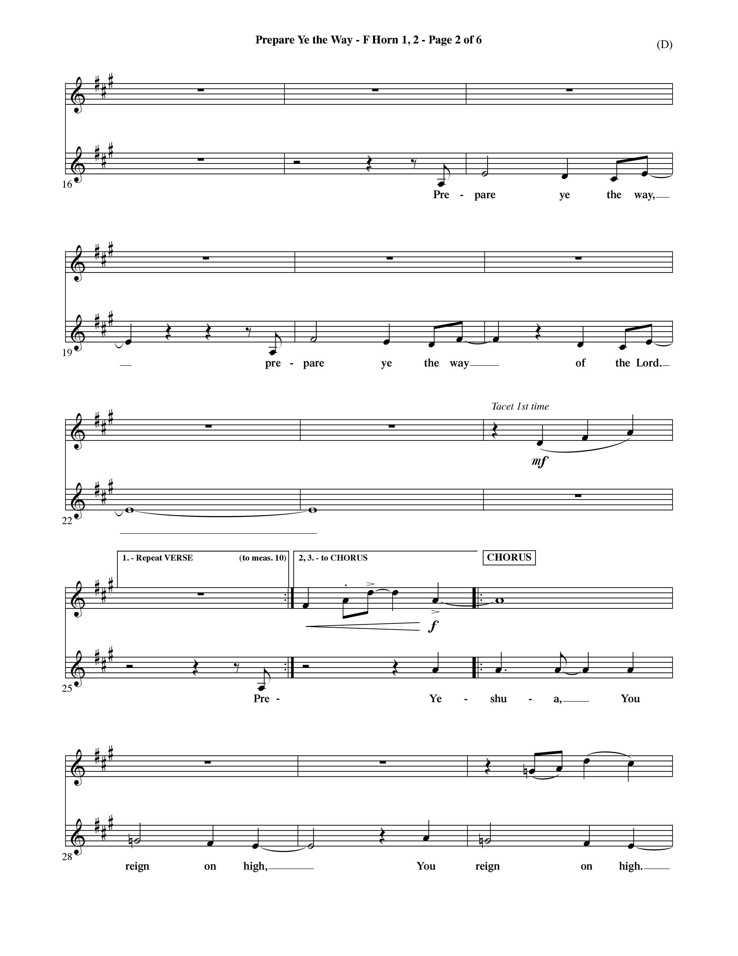 Prepare Ye The Way (Choral Anthem SATB) French Horn (Word Music Choral / Orch. David Shipps)