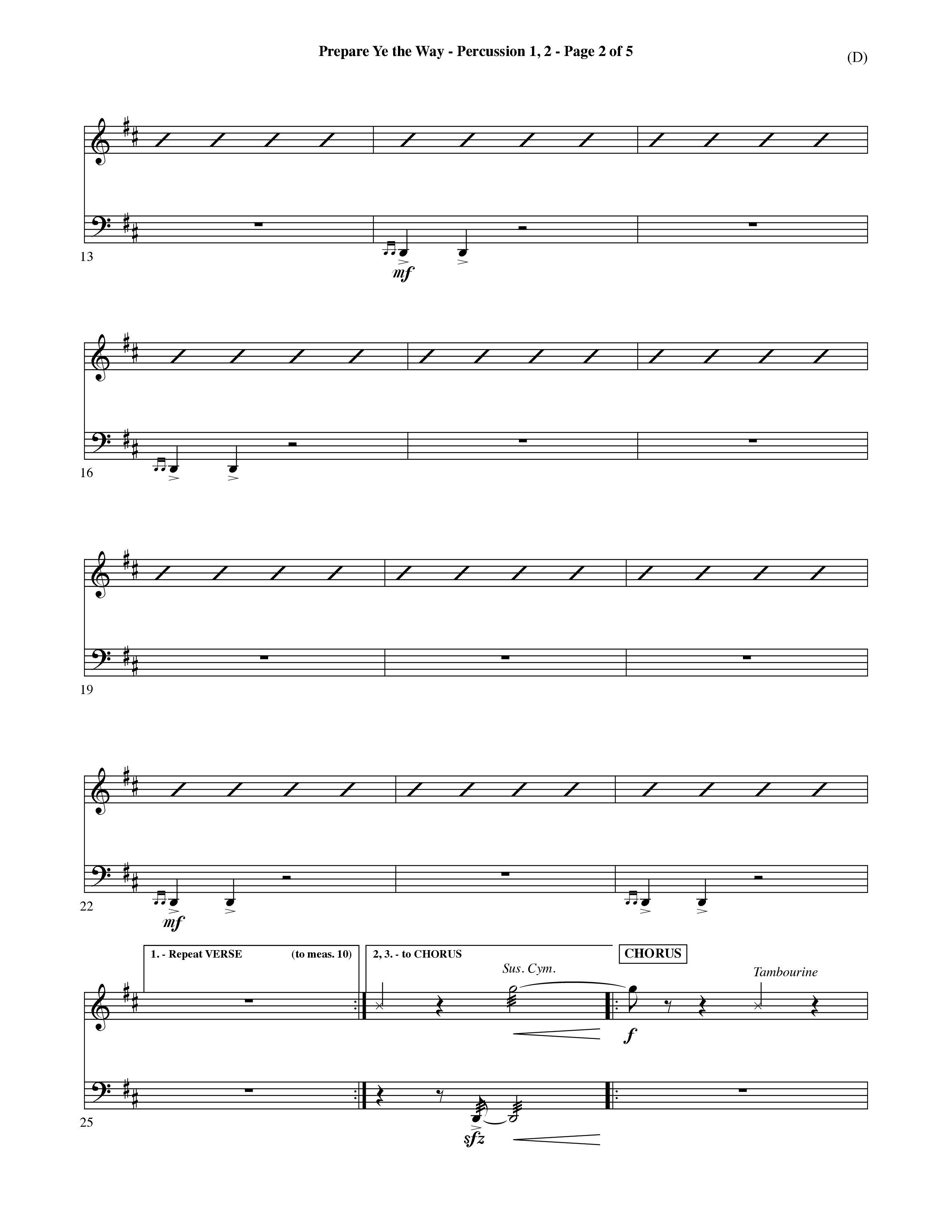 Prepare Ye The Way (Choral Anthem SATB) Percussion 1/2 (Word Music Choral / Orch. David Shipps)