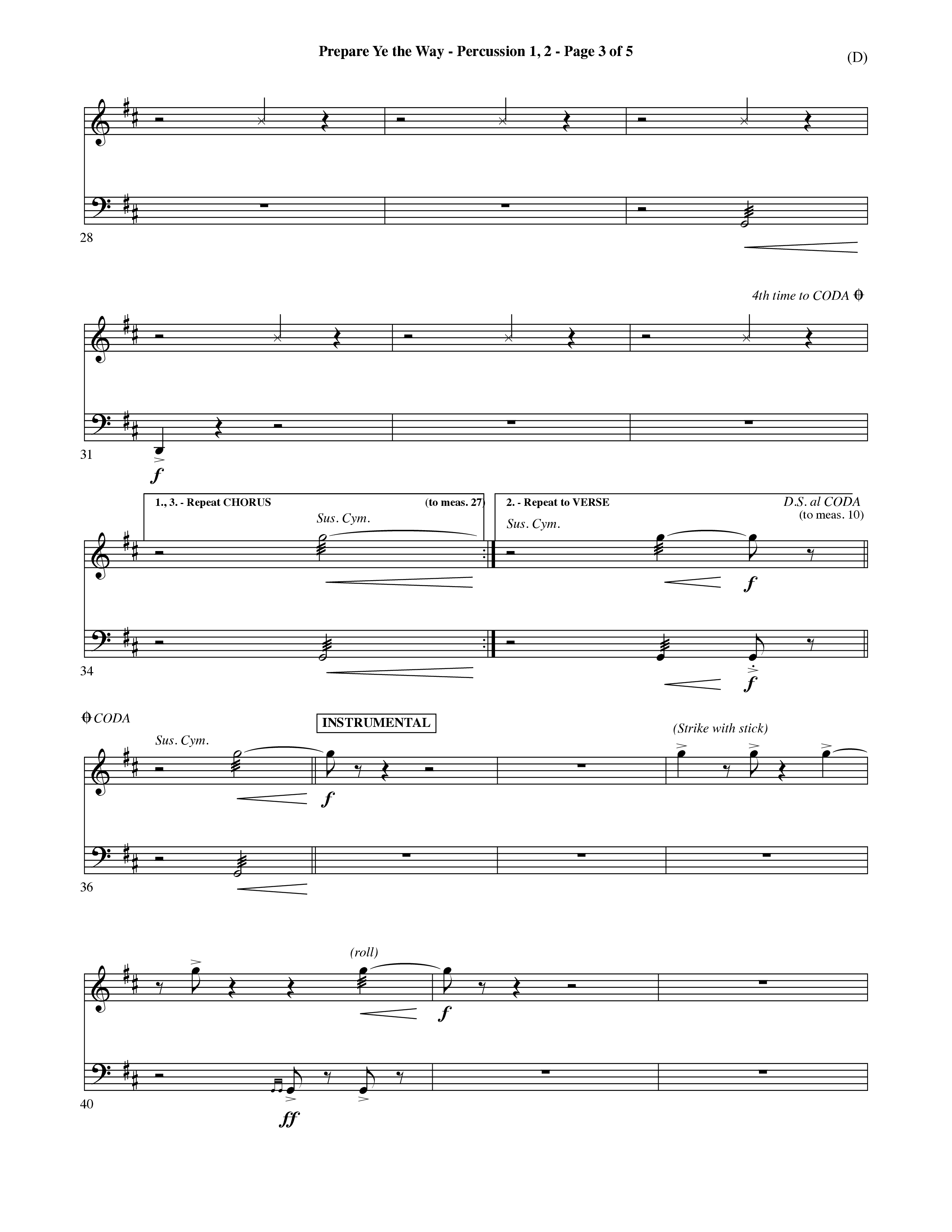 Prepare Ye The Way (Choral Anthem SATB) Percussion 1/2 (Word Music Choral / Orch. David Shipps)