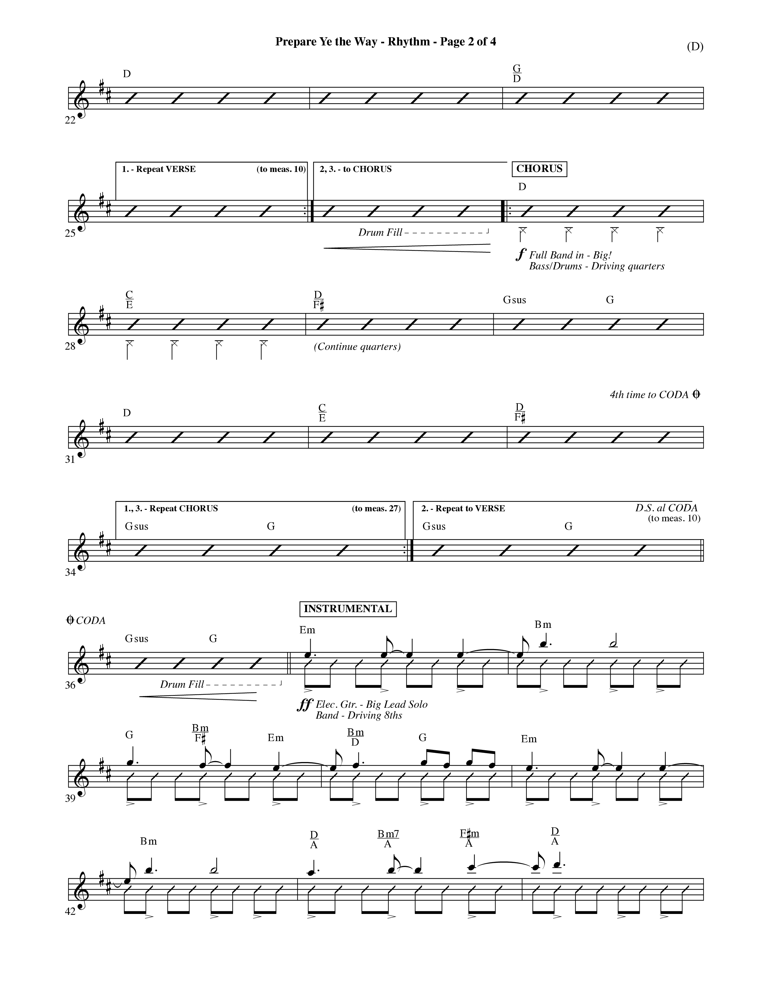 Prepare Ye The Way (Choral Anthem SATB) Rhythm Chart (Word Music Choral / Orch. David Shipps)