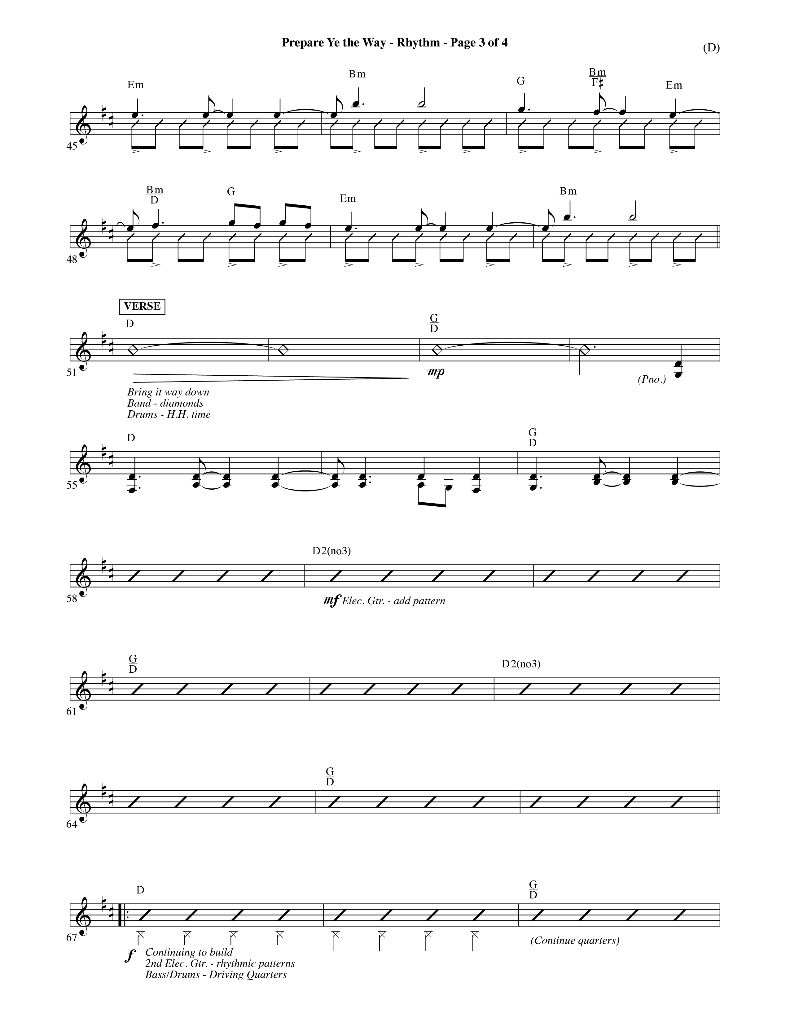 Prepare Ye The Way (Choral Anthem SATB) Rhythm Chart (Word Music Choral / Orch. David Shipps)
