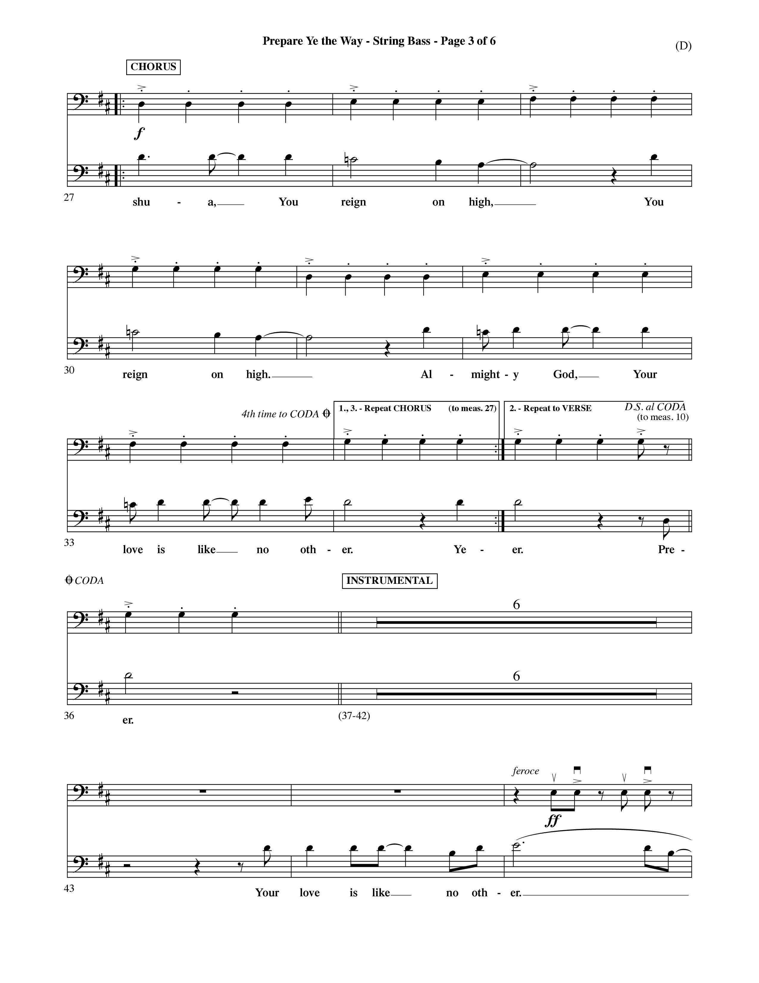 Prepare Ye The Way (Choral Anthem SATB) String Bass (Word Music Choral / Orch. David Shipps)