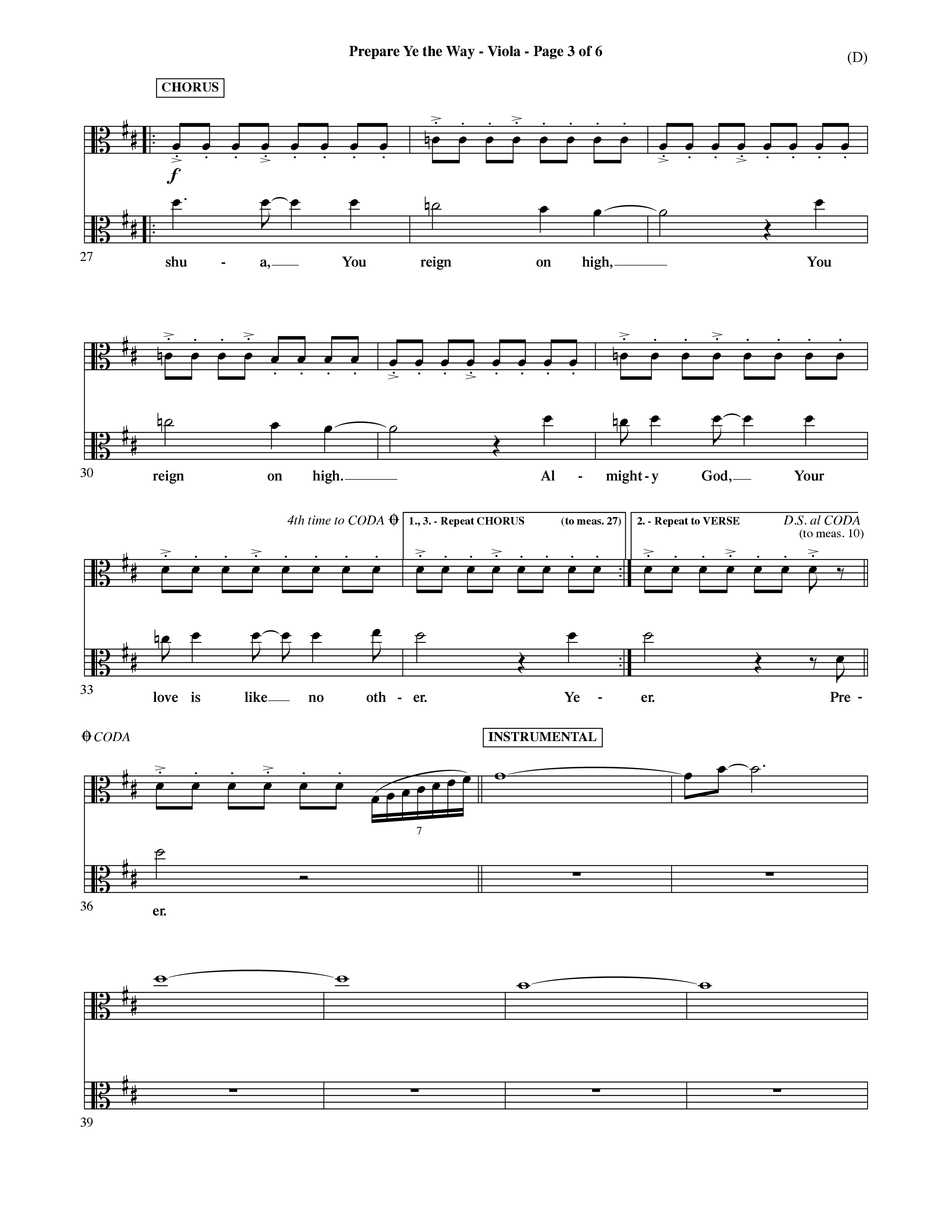 Prepare Ye The Way (Choral Anthem SATB) Viola (Word Music Choral / Orch. David Shipps)