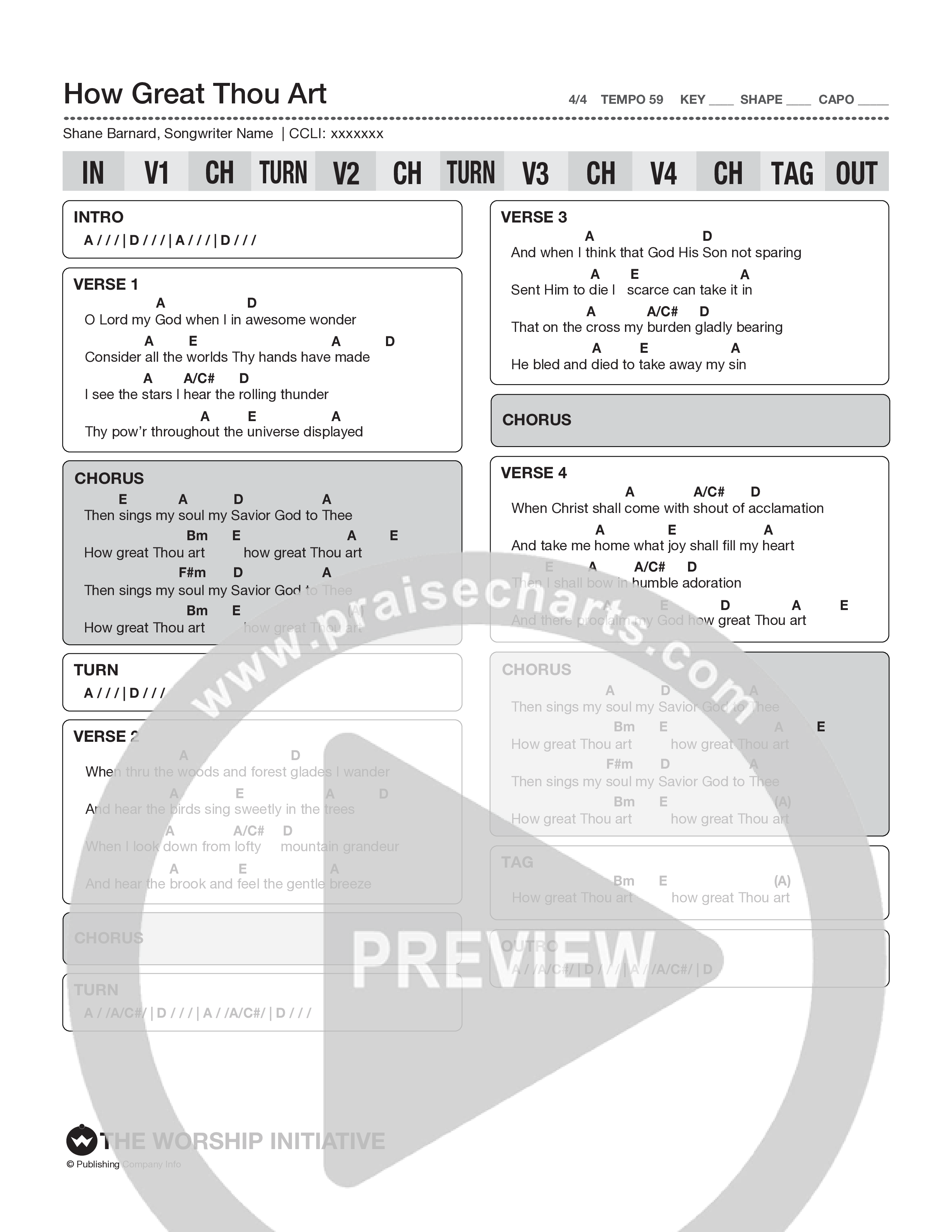 How Great Thou Art Chord Chart (The Worship Initiative / Davy Flowers)