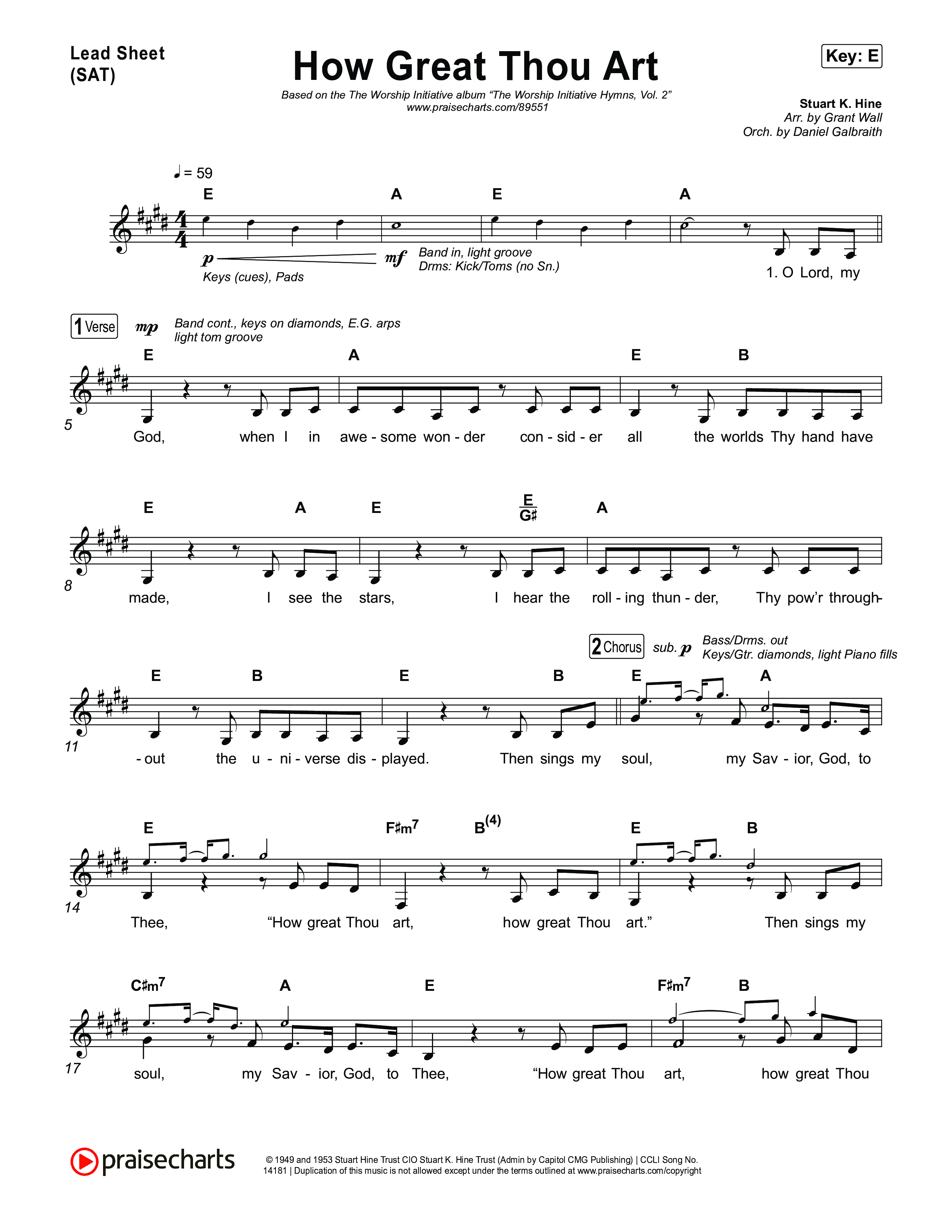 How Great Thou Art Lead Sheet (SAT) (The Worship Initiative / Davy Flowers)