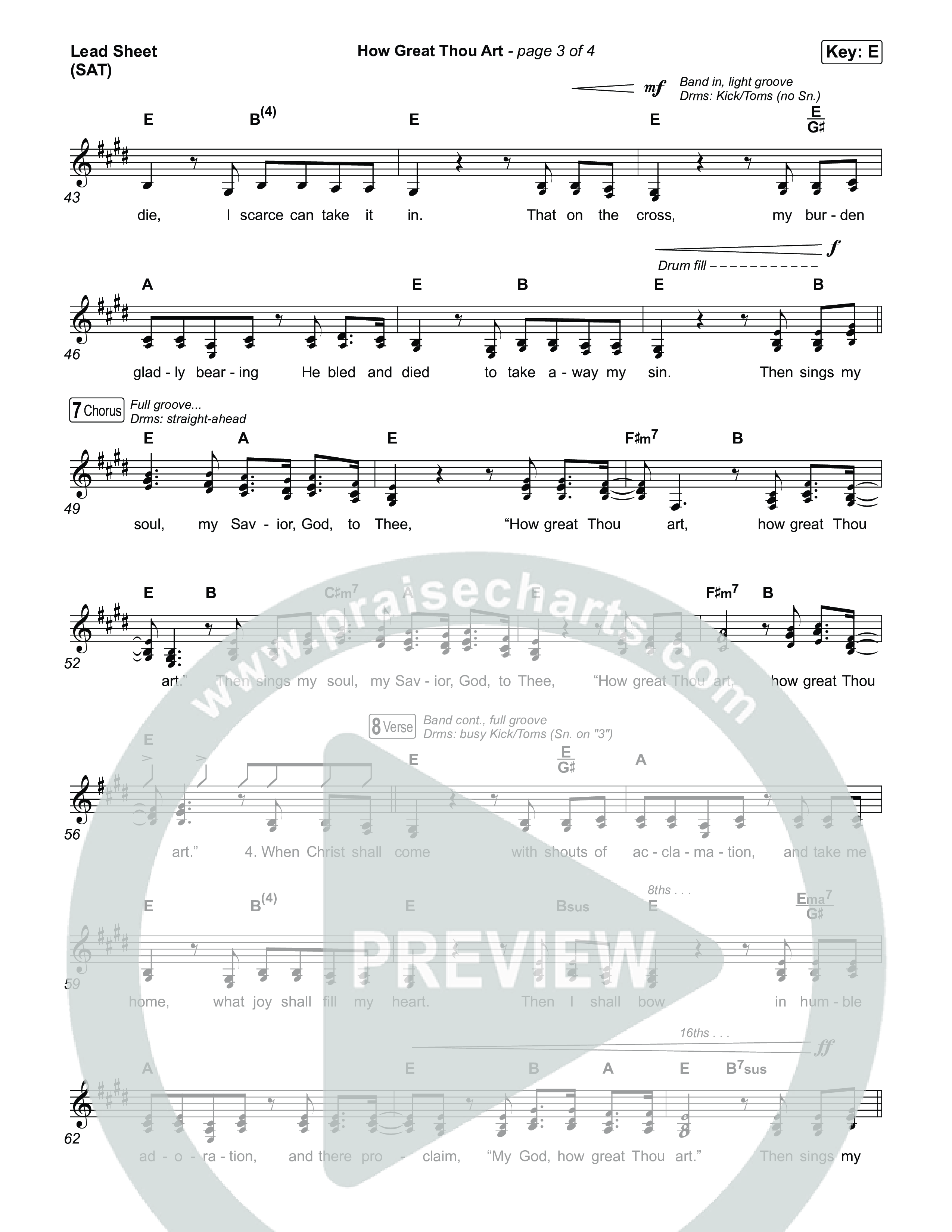 How Great Thou Art Lead Sheet (SAT) (The Worship Initiative / Davy Flowers)