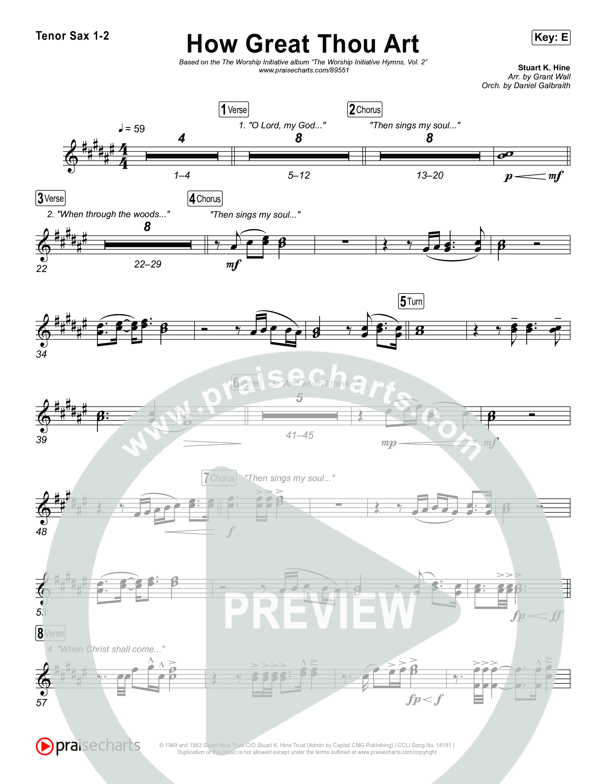 How Great Thou Art Tenor Sax 1,2 (The Worship Initiative / Davy Flowers)