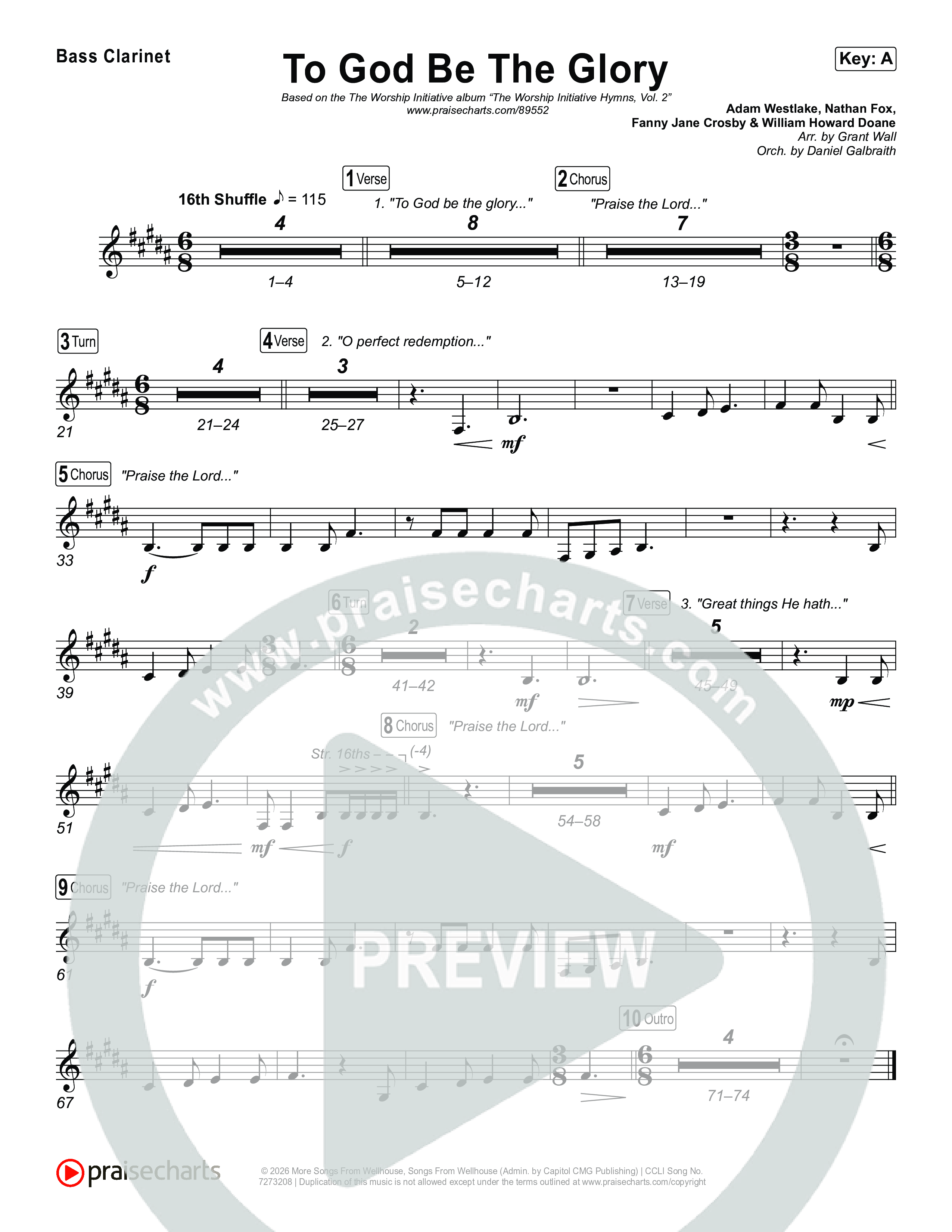 To God Be The Glory Clarinet 1,2 (The Worship Initiative / Shane & Shane)