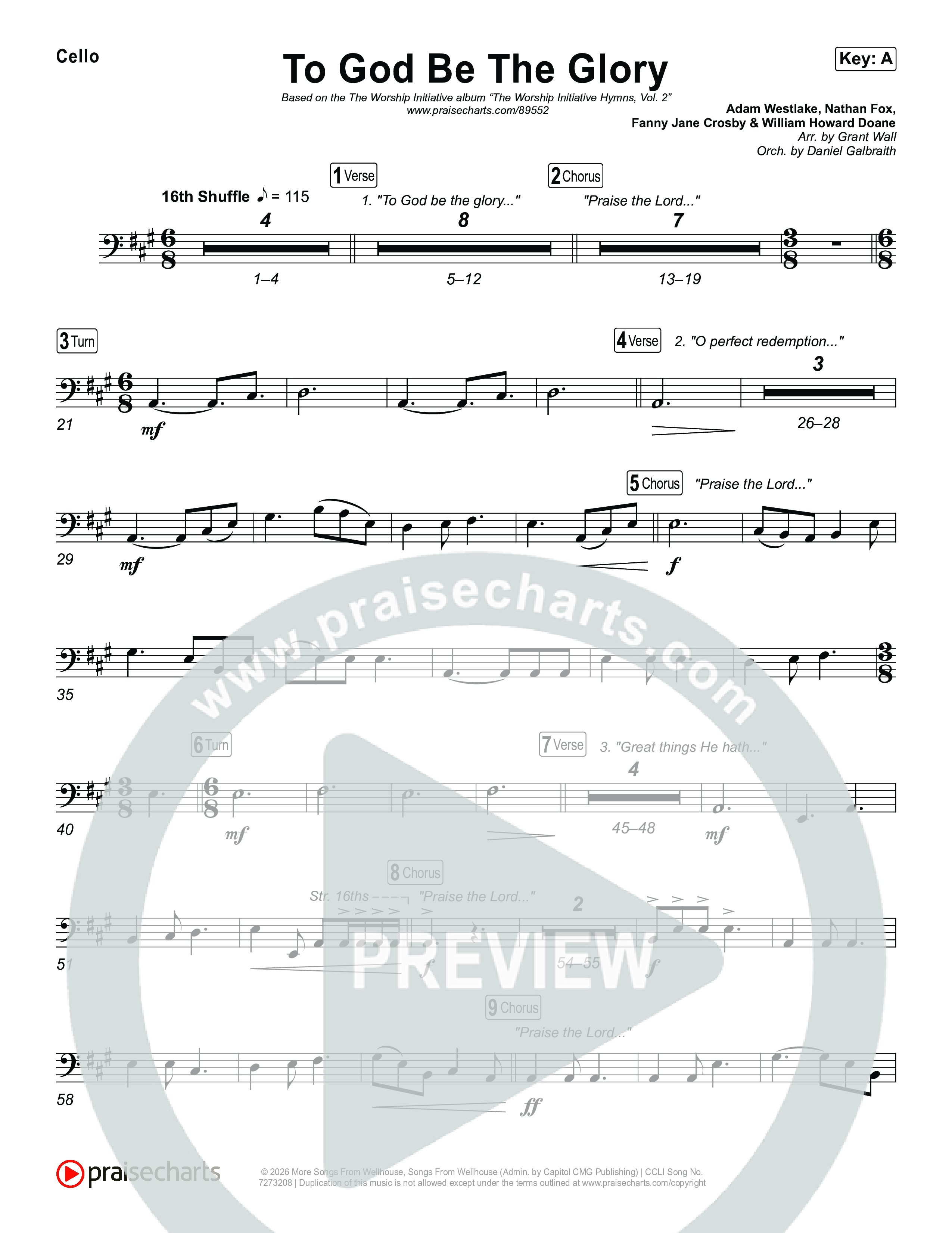 To God Be The Glory Cello (The Worship Initiative / Shane & Shane)