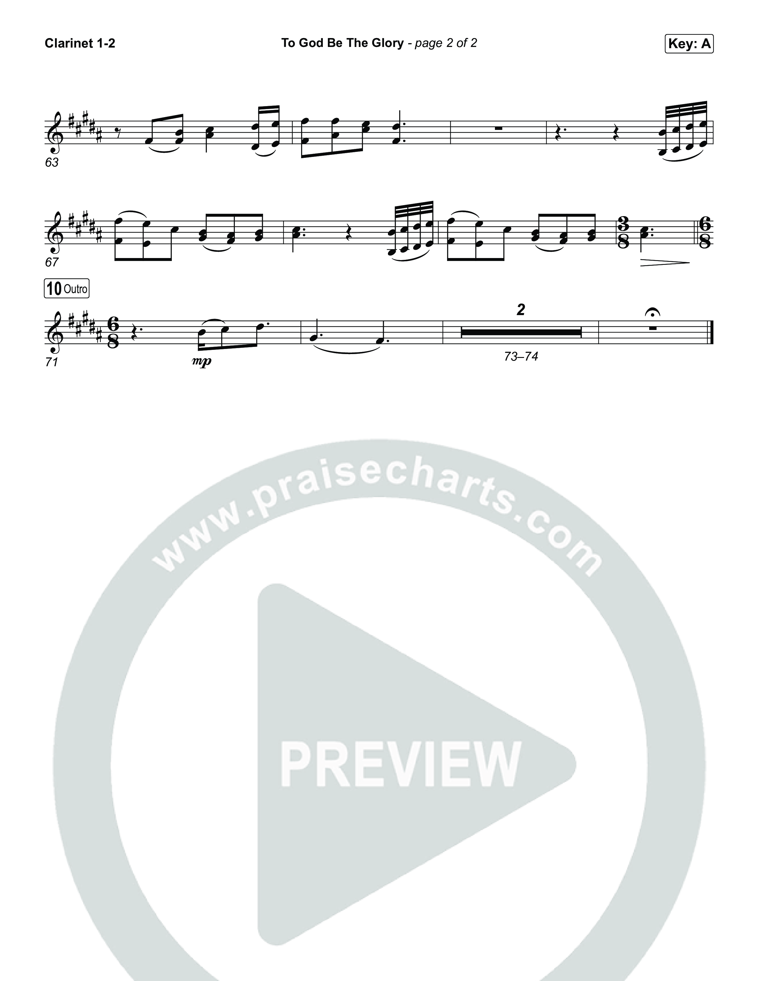 To God Be The Glory Clarinet 1,2 (The Worship Initiative / Shane & Shane)