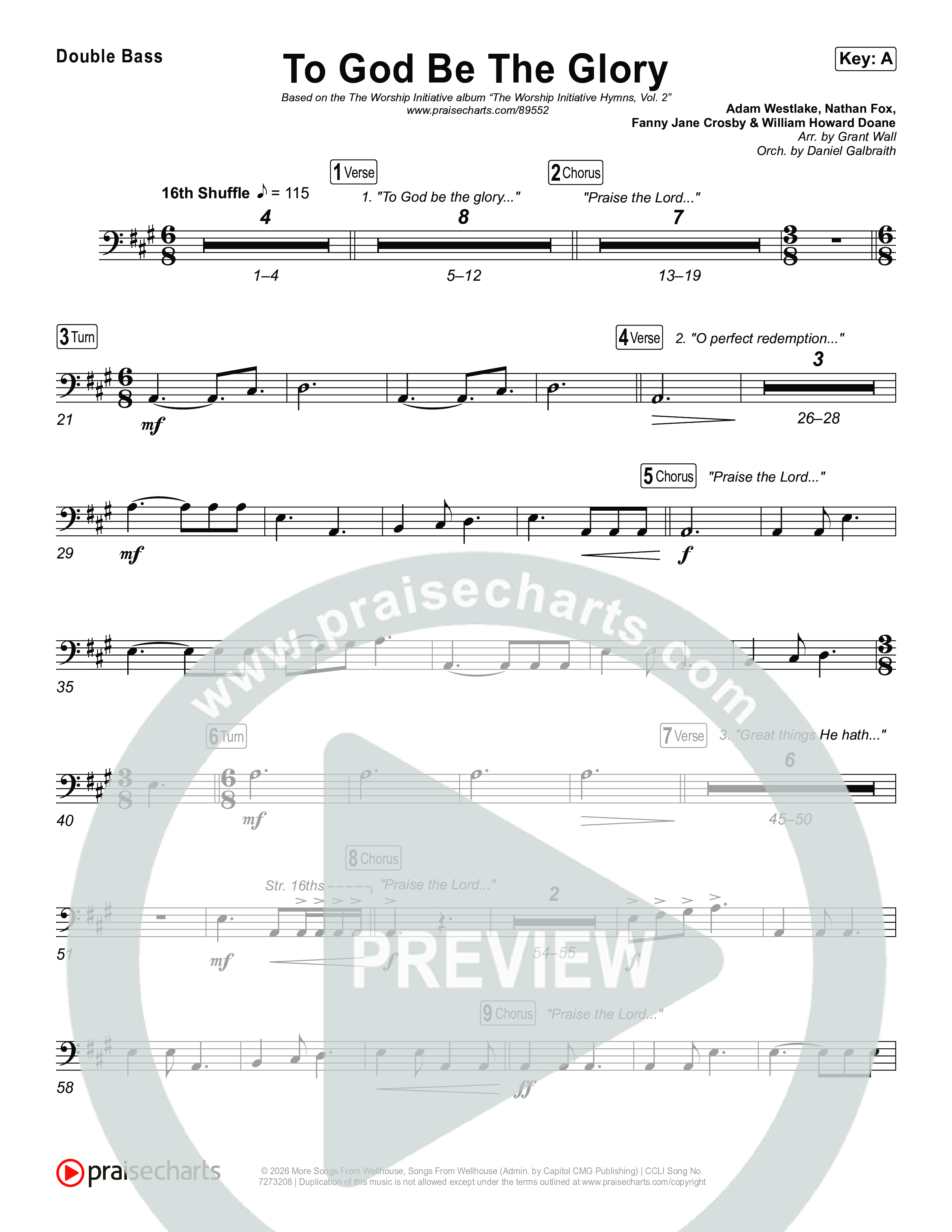 To God Be The Glory String Bass (The Worship Initiative / Shane & Shane)