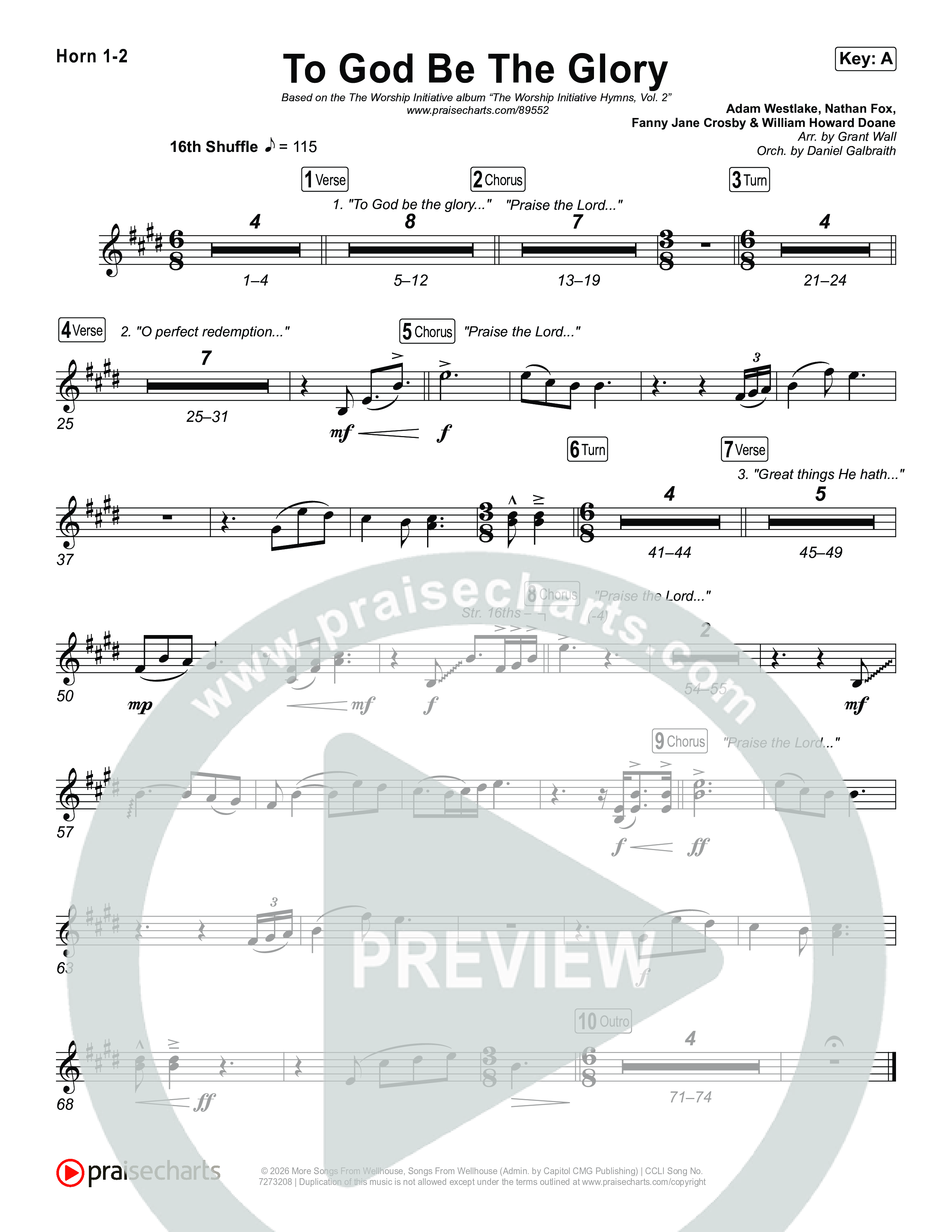 To God Be The Glory Brass Pack (The Worship Initiative / Shane & Shane)