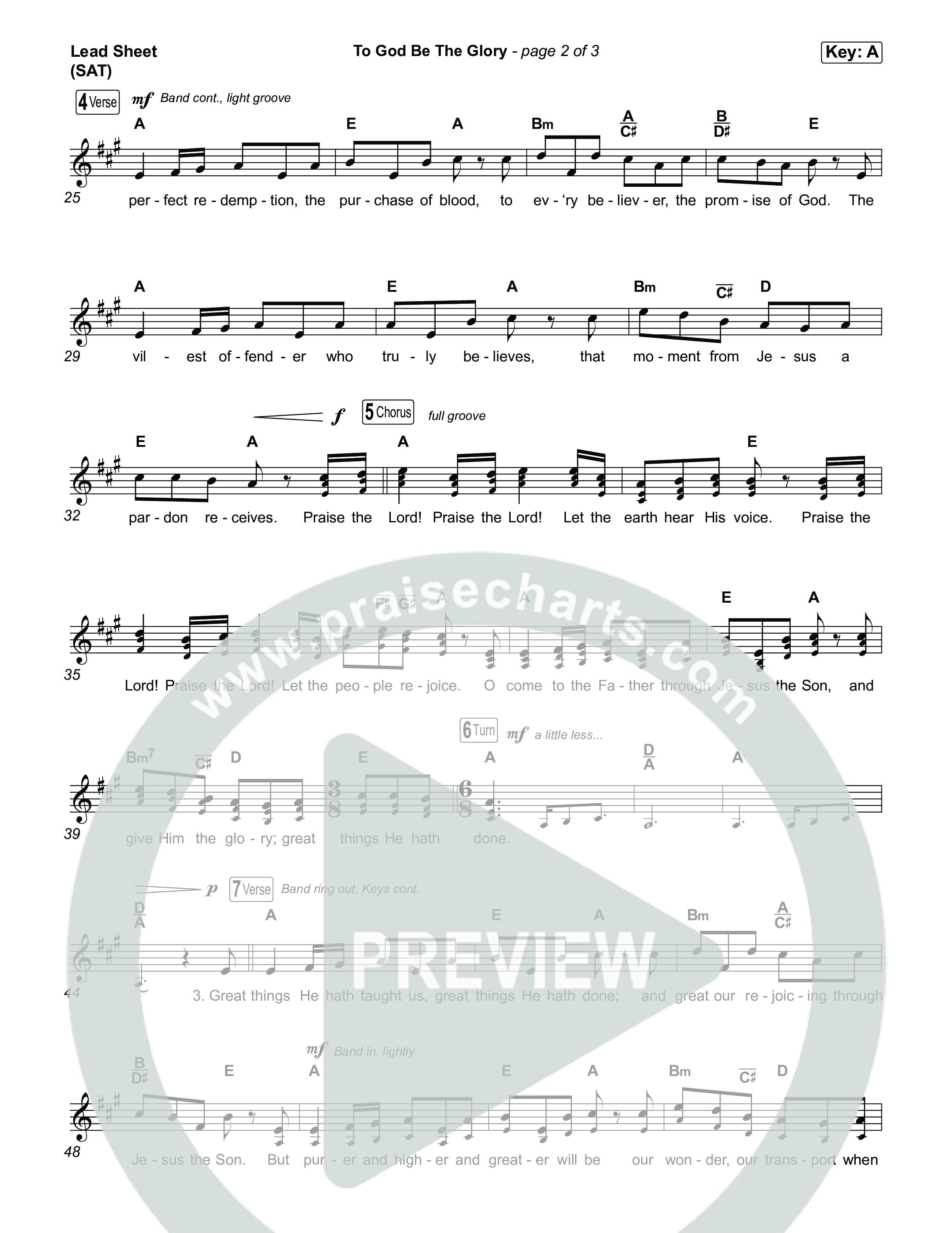To God Be The Glory Lead Sheet (SAT) (The Worship Initiative / Shane & Shane)