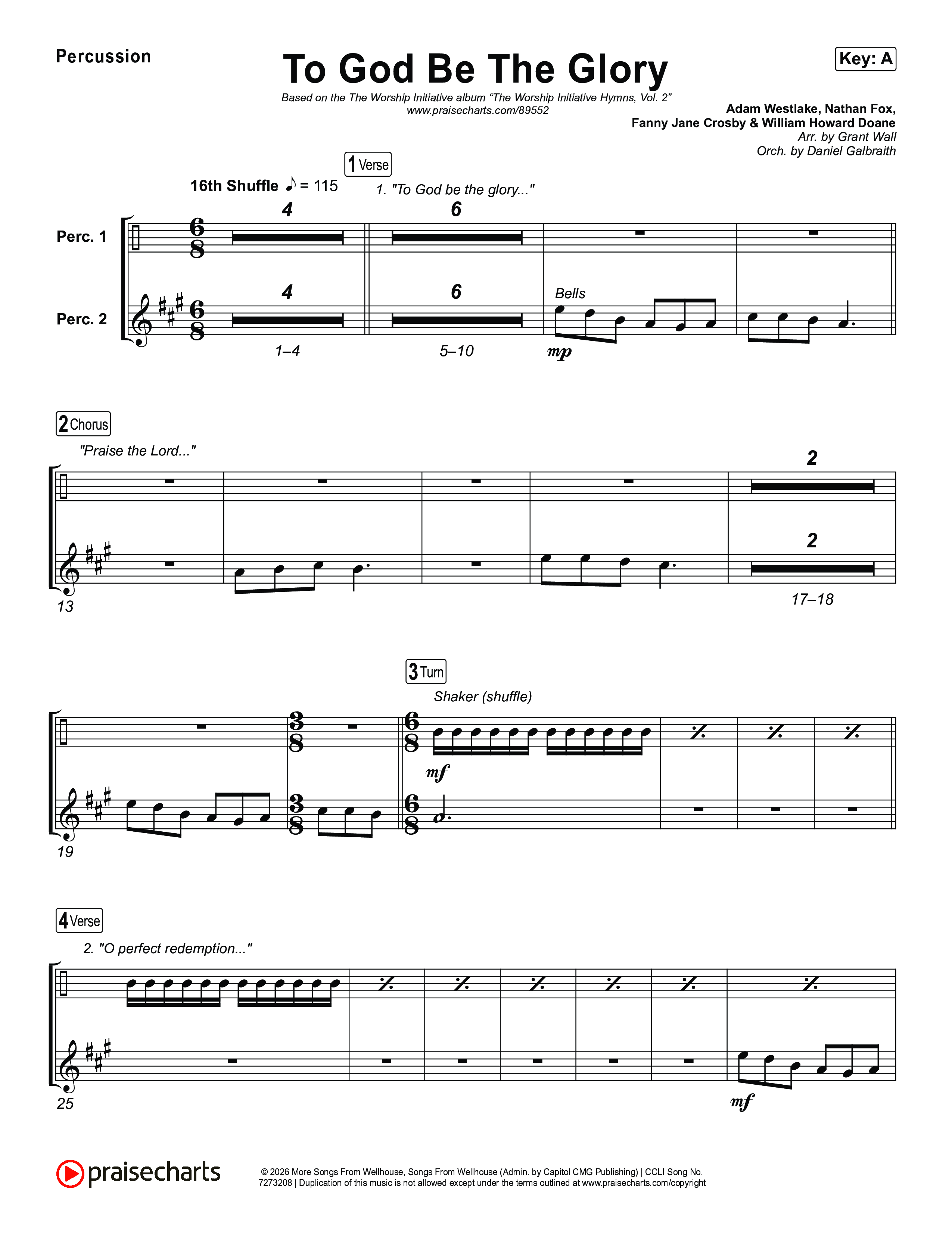 To God Be The Glory Percussion (The Worship Initiative / Shane & Shane)