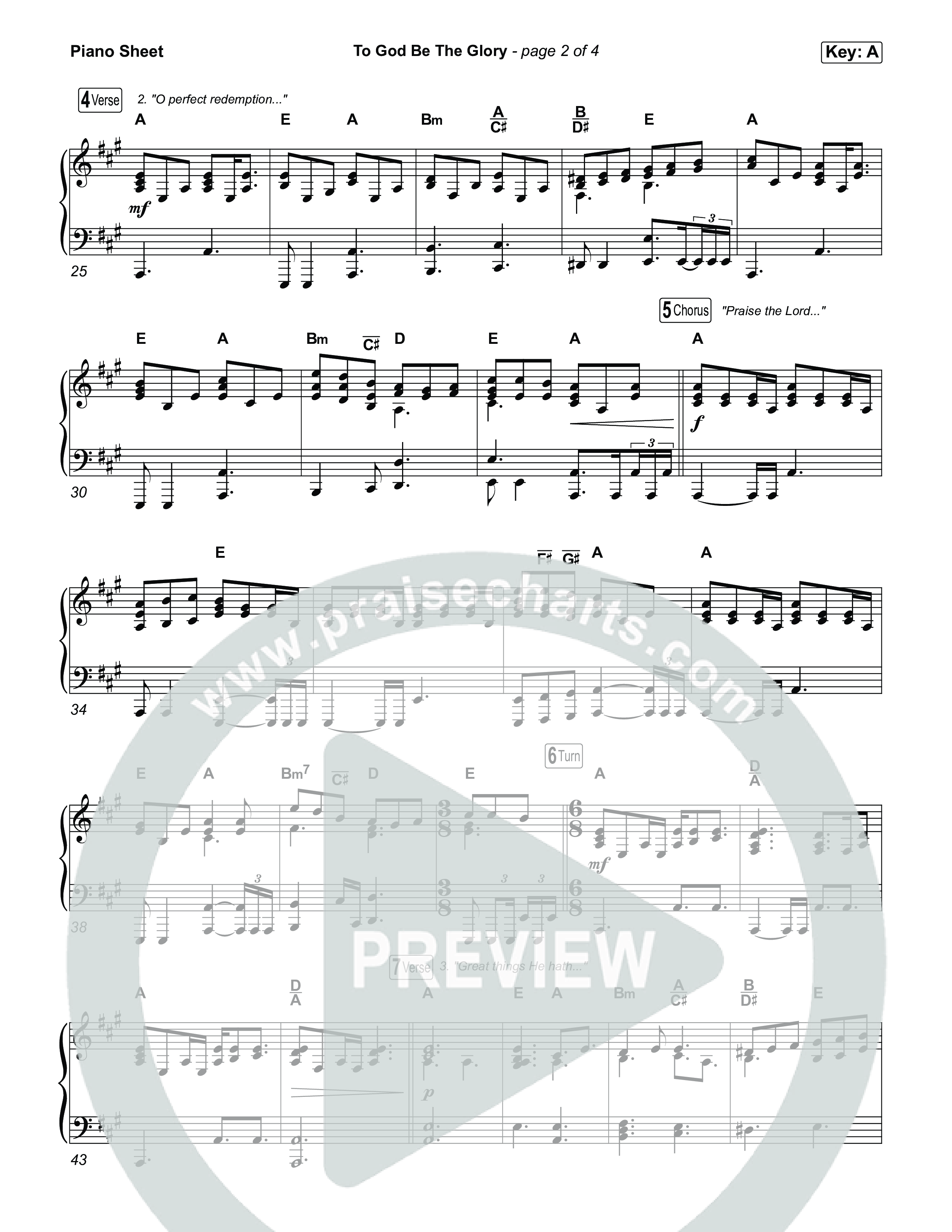 To God Be The Glory Piano Sheet (The Worship Initiative / Shane & Shane)