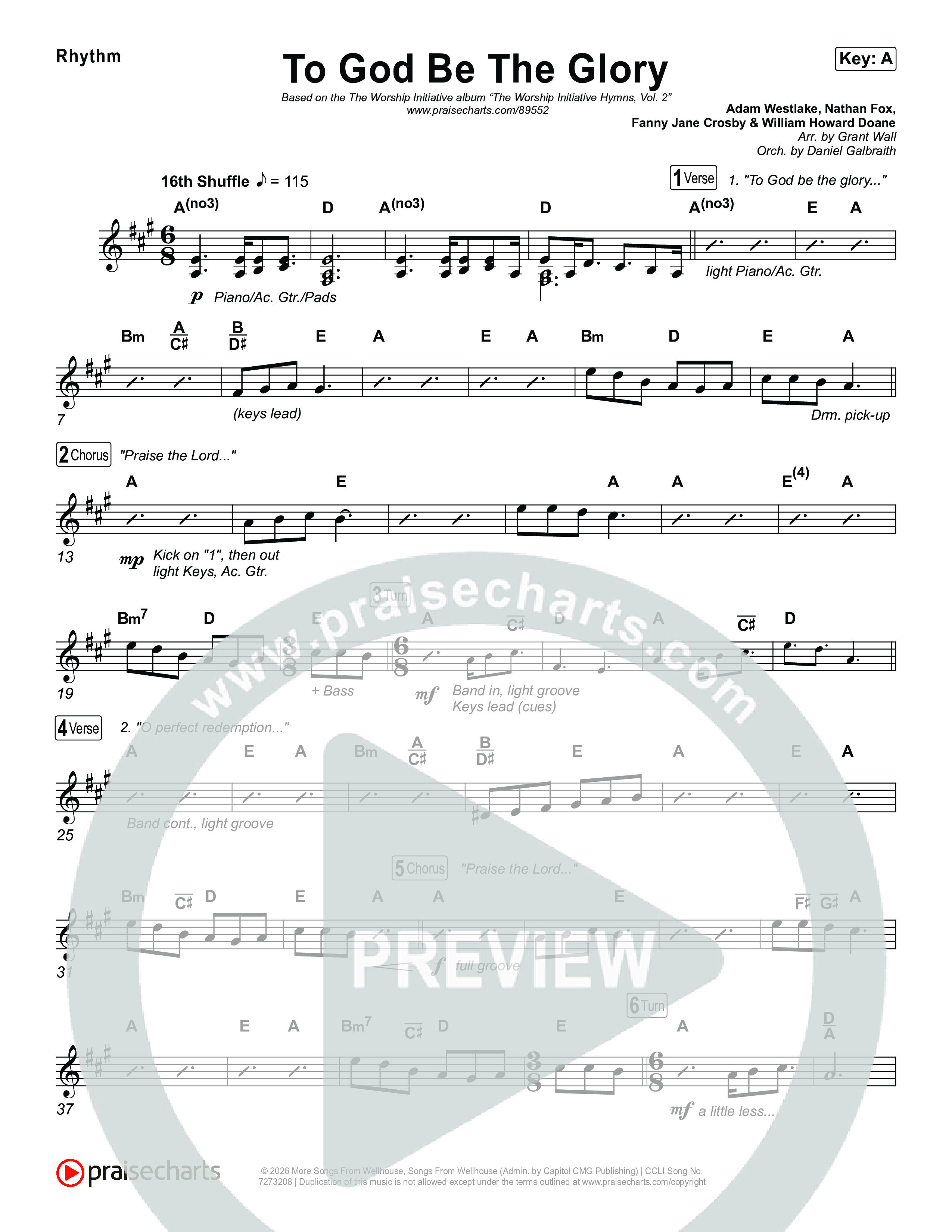 To God Be The Glory Rhythm Chart (The Worship Initiative / Shane & Shane)