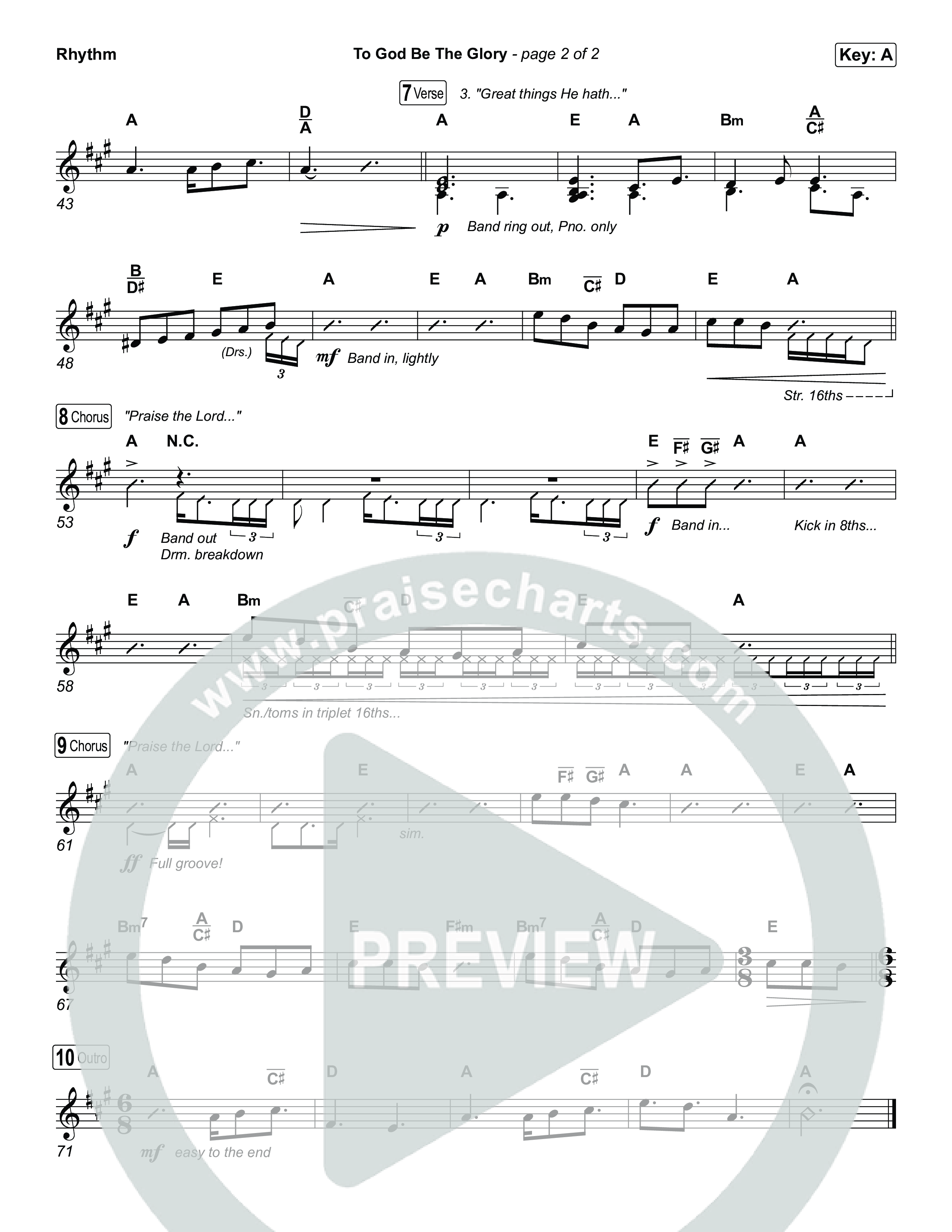 To God Be The Glory Rhythm Chart (The Worship Initiative / Shane & Shane)