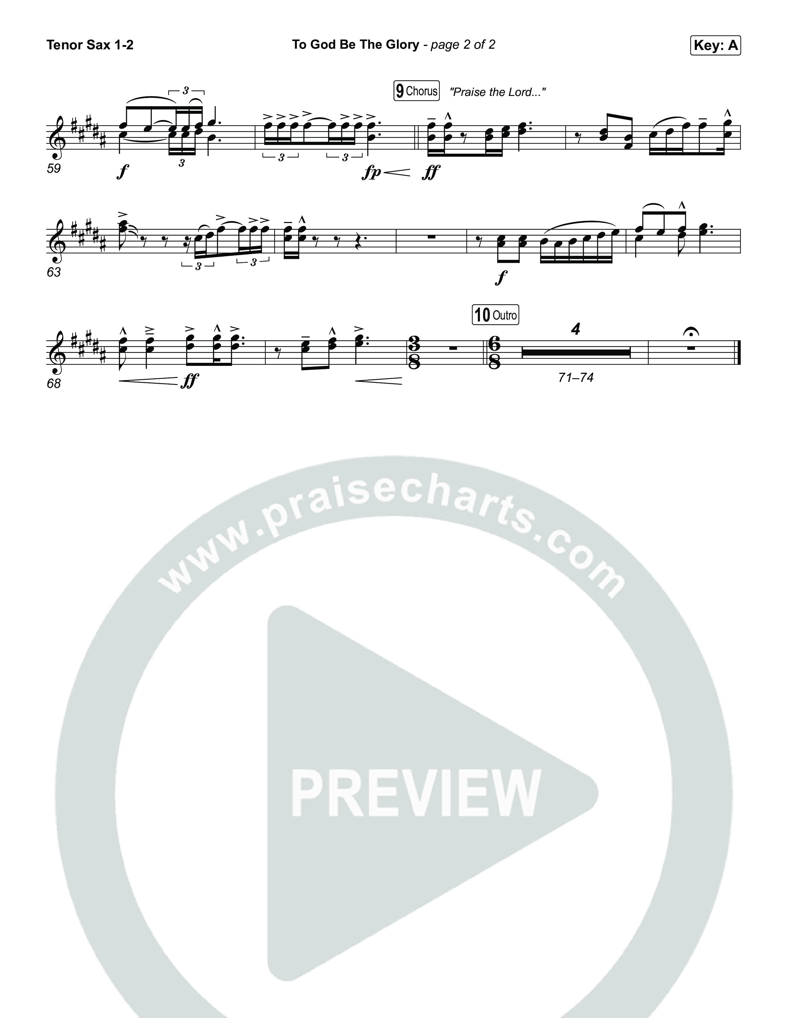 To God Be The Glory Sax Pack (The Worship Initiative / Shane & Shane)