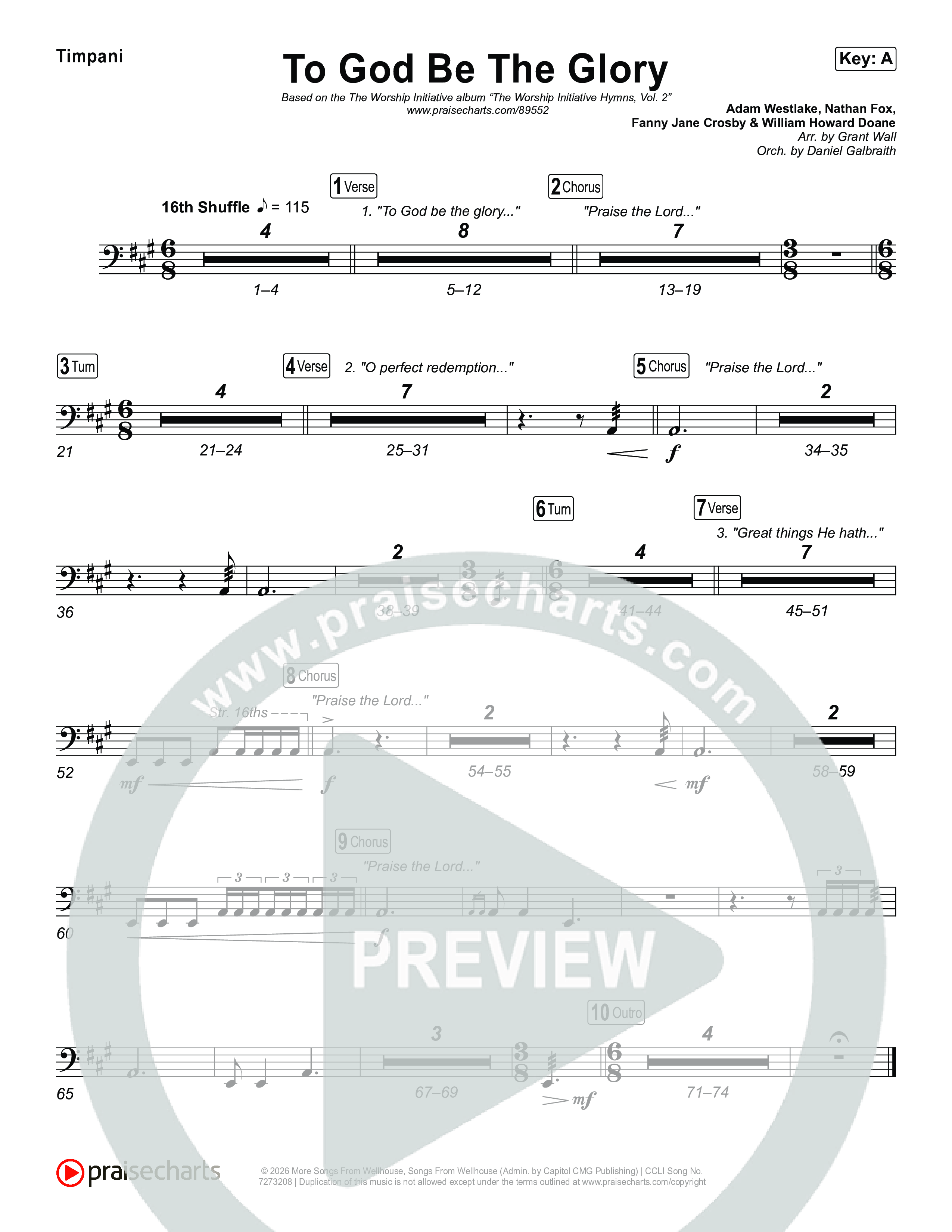 To God Be The Glory Timpani (The Worship Initiative / Shane & Shane)