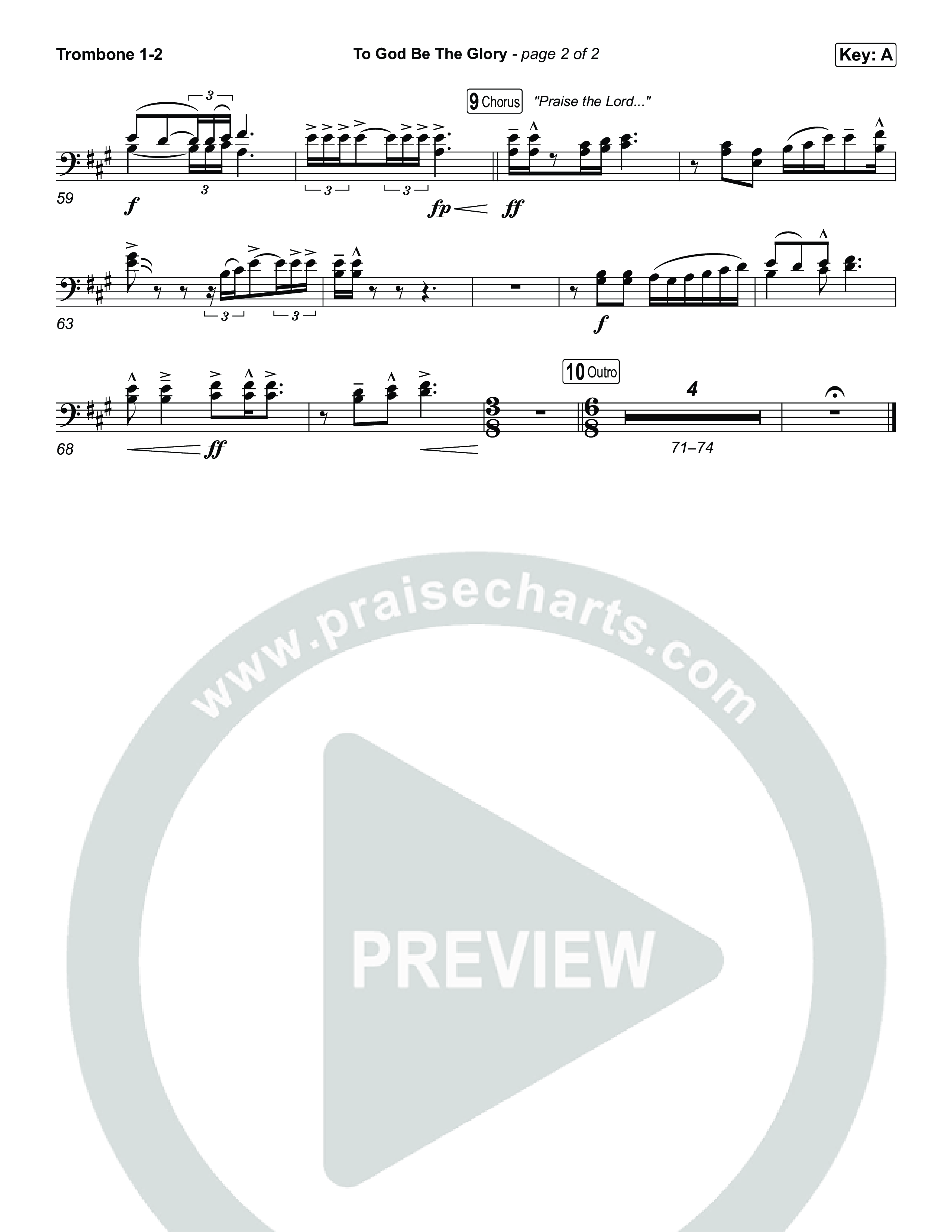 To God Be The Glory Trombone 1/2 (The Worship Initiative / Shane & Shane)