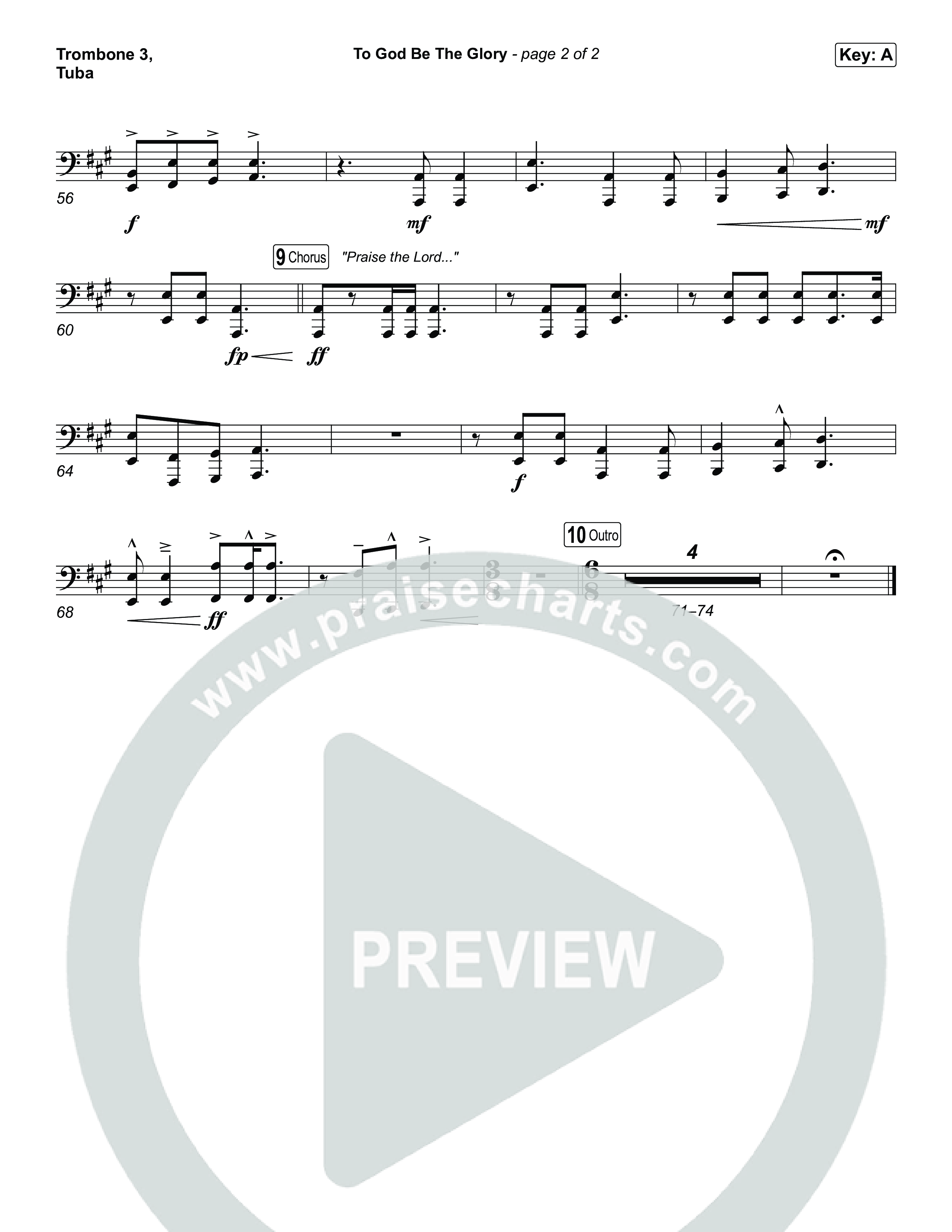 To God Be The Glory Trombone 3/Tuba (The Worship Initiative / Shane & Shane)