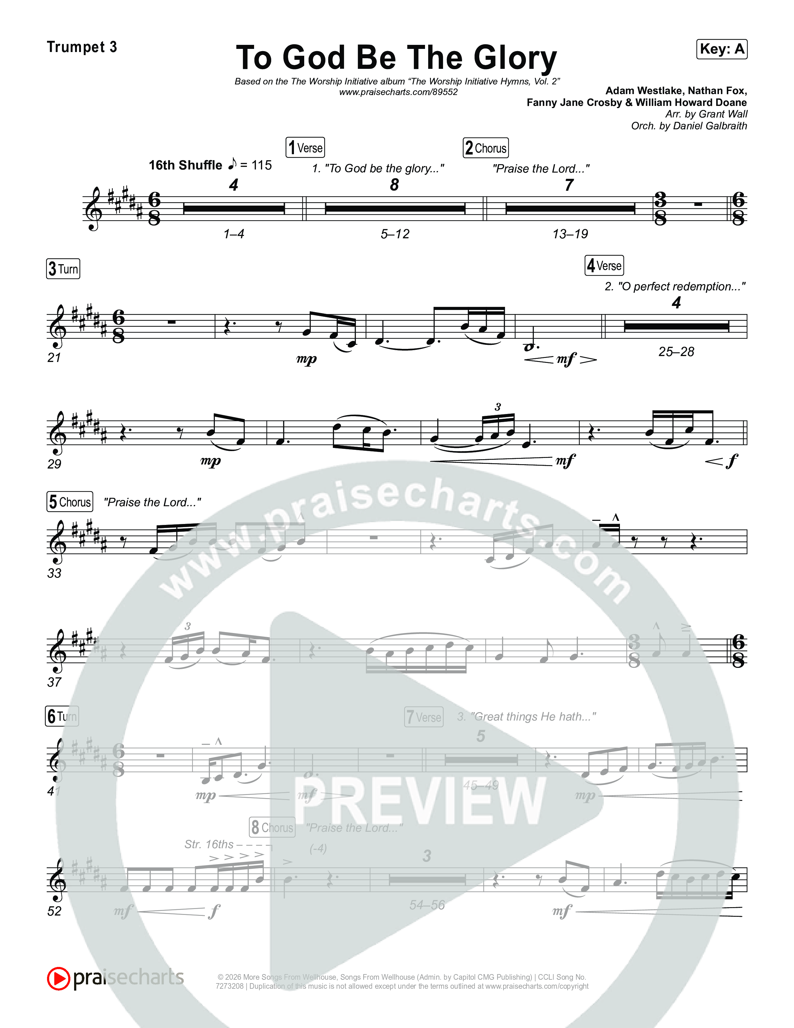 To God Be The Glory Trumpet 3 (The Worship Initiative / Shane & Shane)