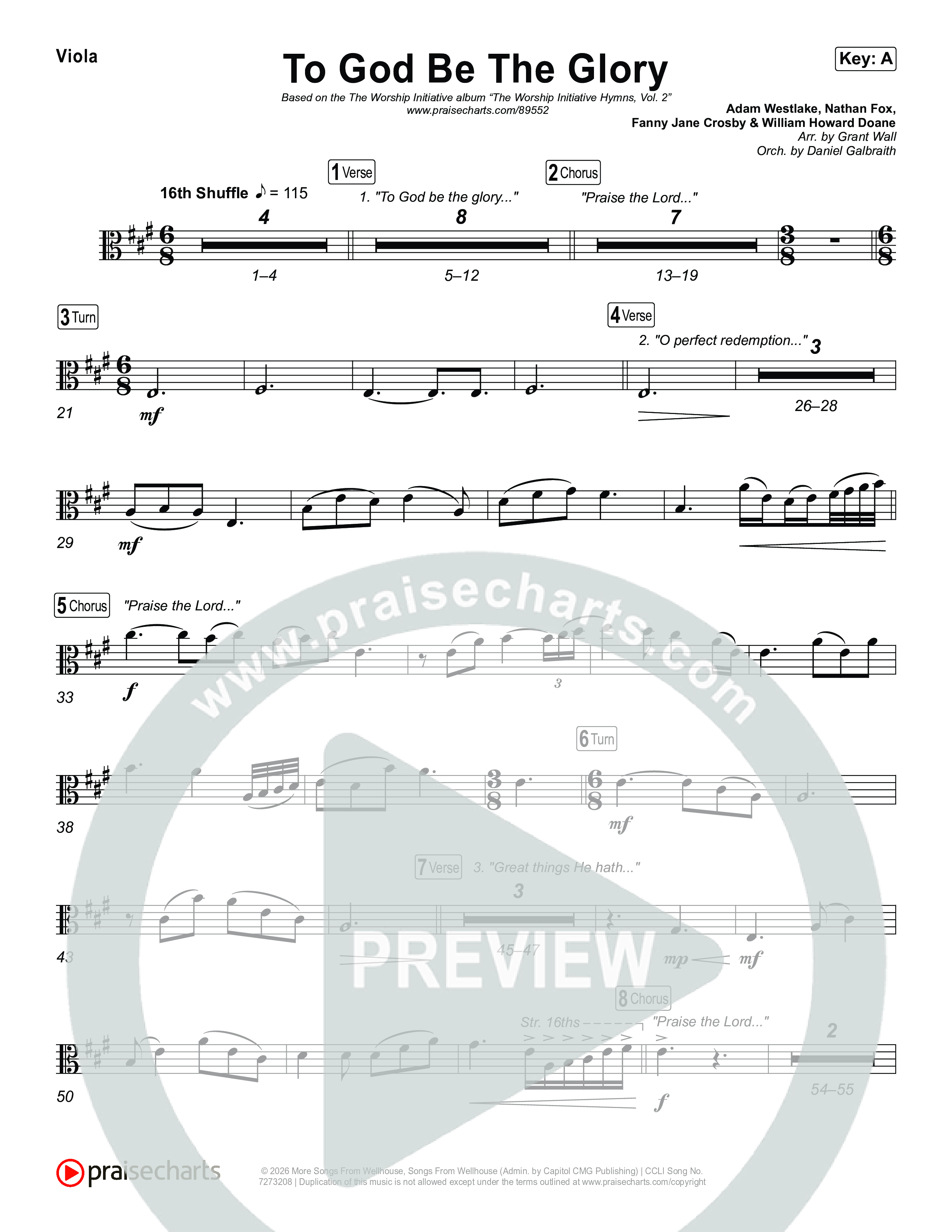 To God Be The Glory Viola (The Worship Initiative / Shane & Shane)