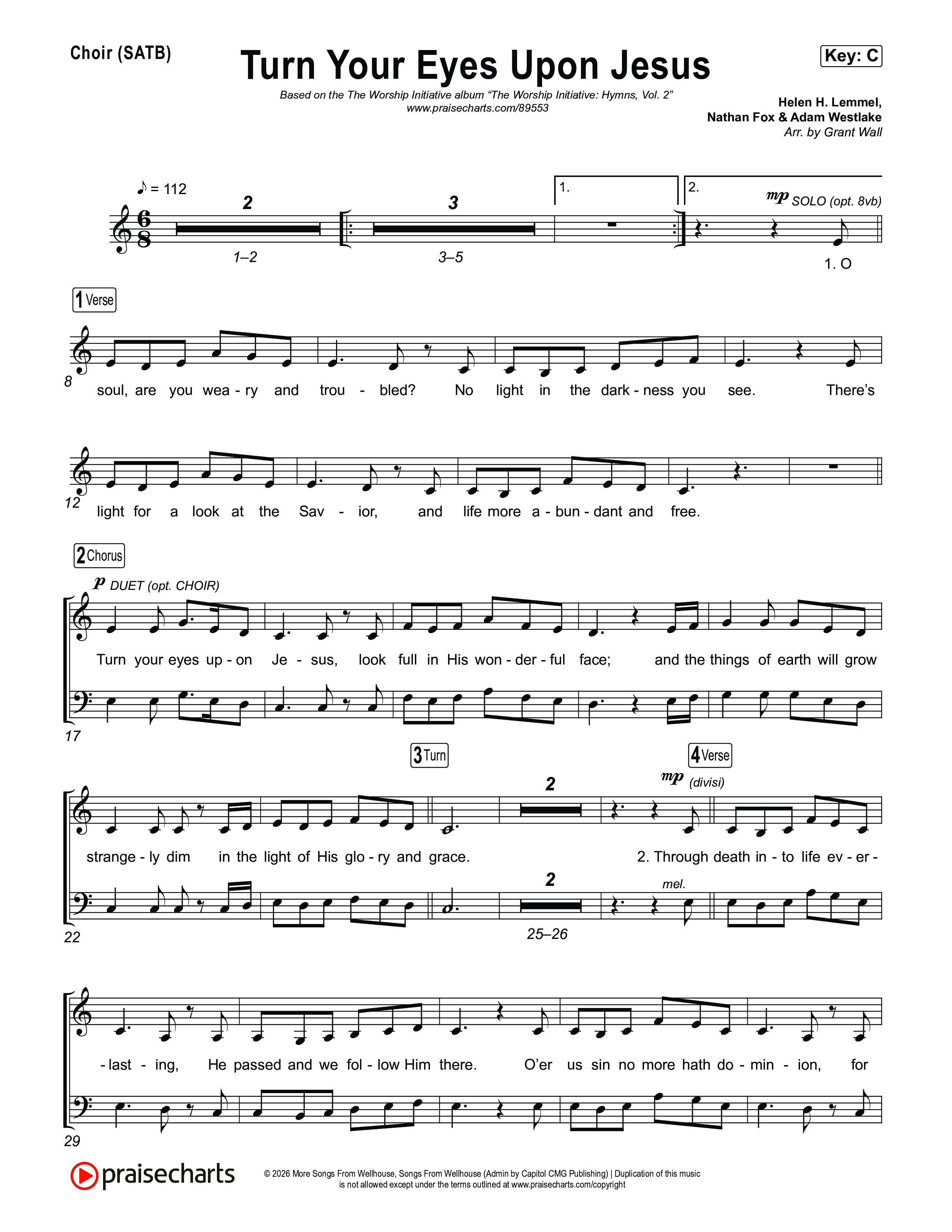 Turn Your Eyes Upon Jesus Choir Sheet (The Worship Initiative)