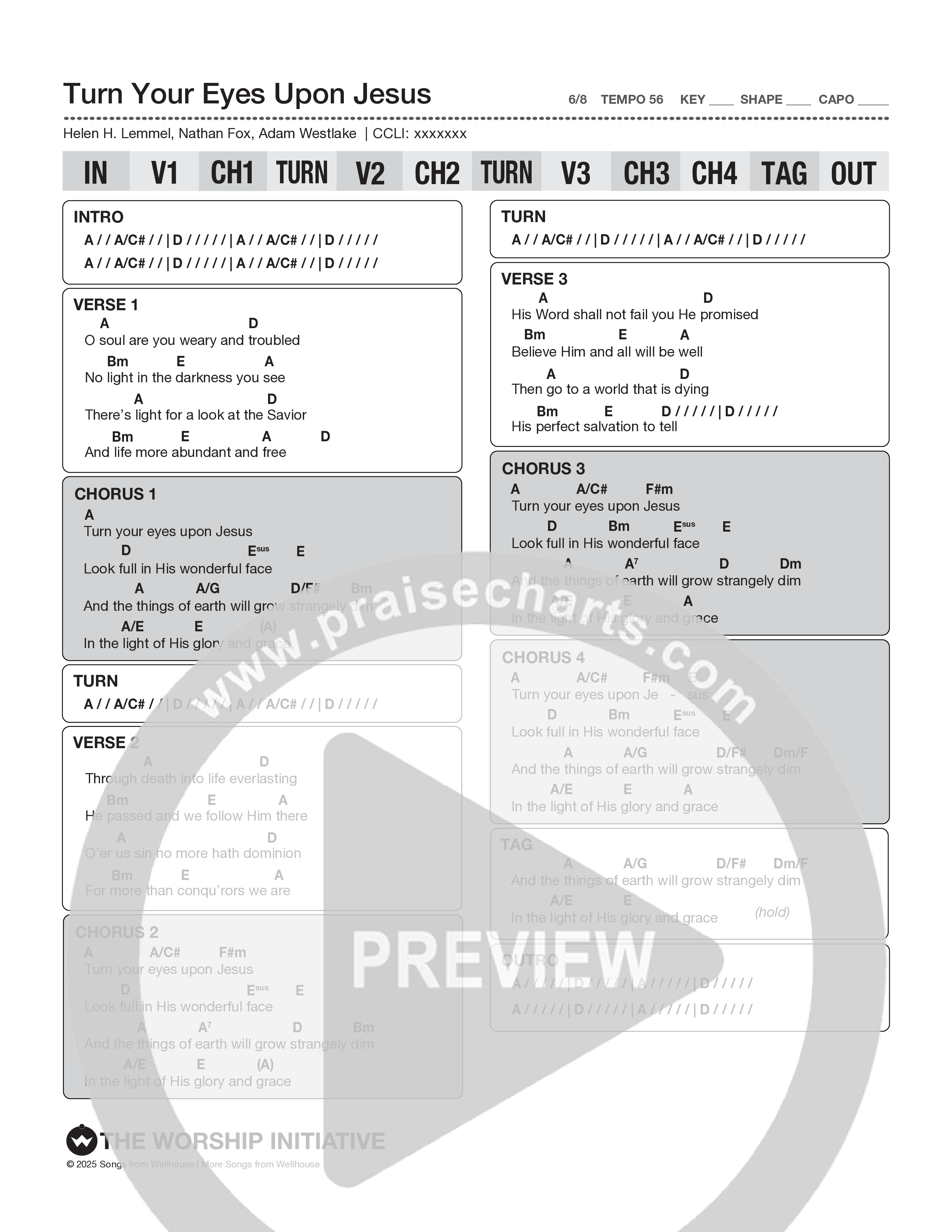 Turn Your Eyes Upon Jesus Chord Chart (The Worship Initiative)