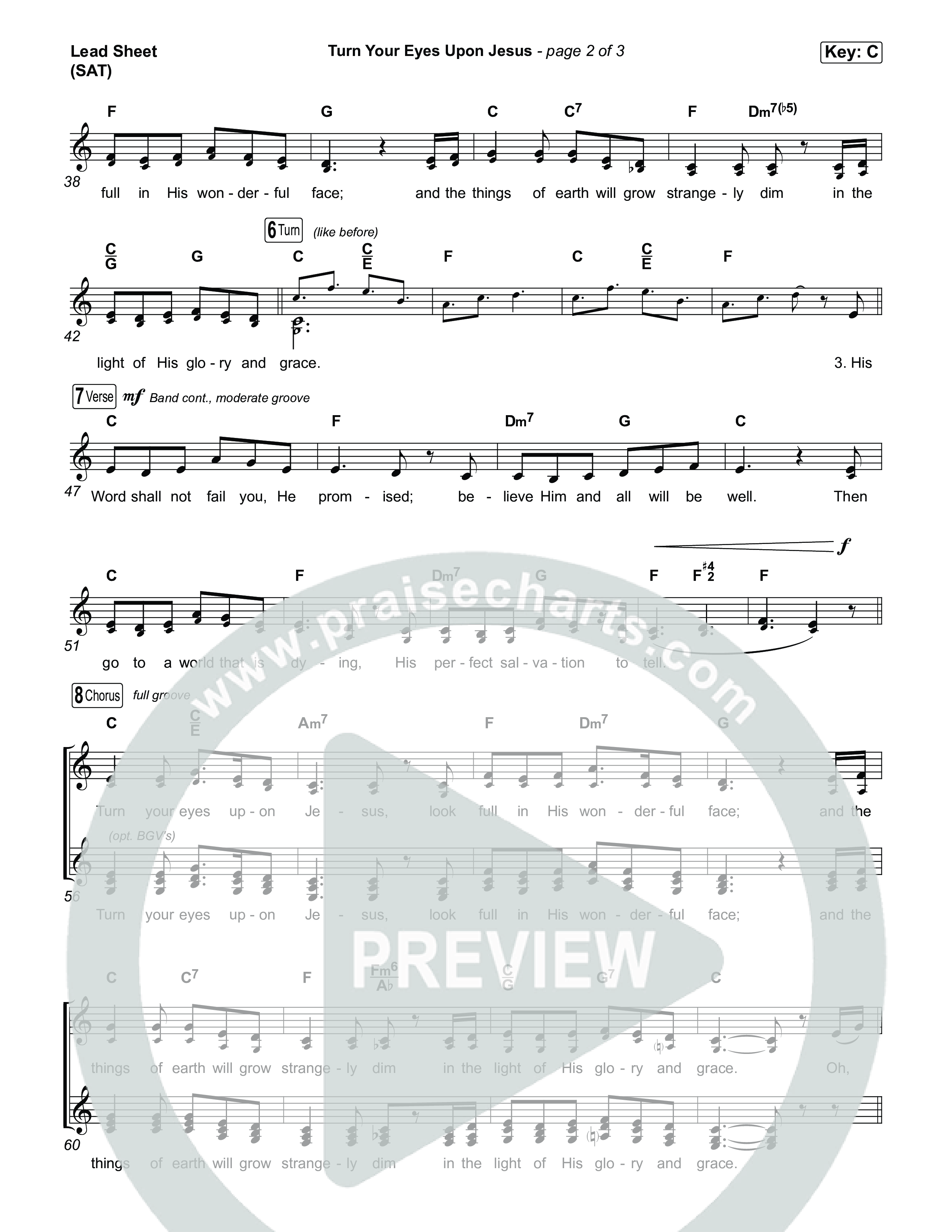 Turn Your Eyes Upon Jesus Lead Sheet (SAT) (The Worship Initiative)