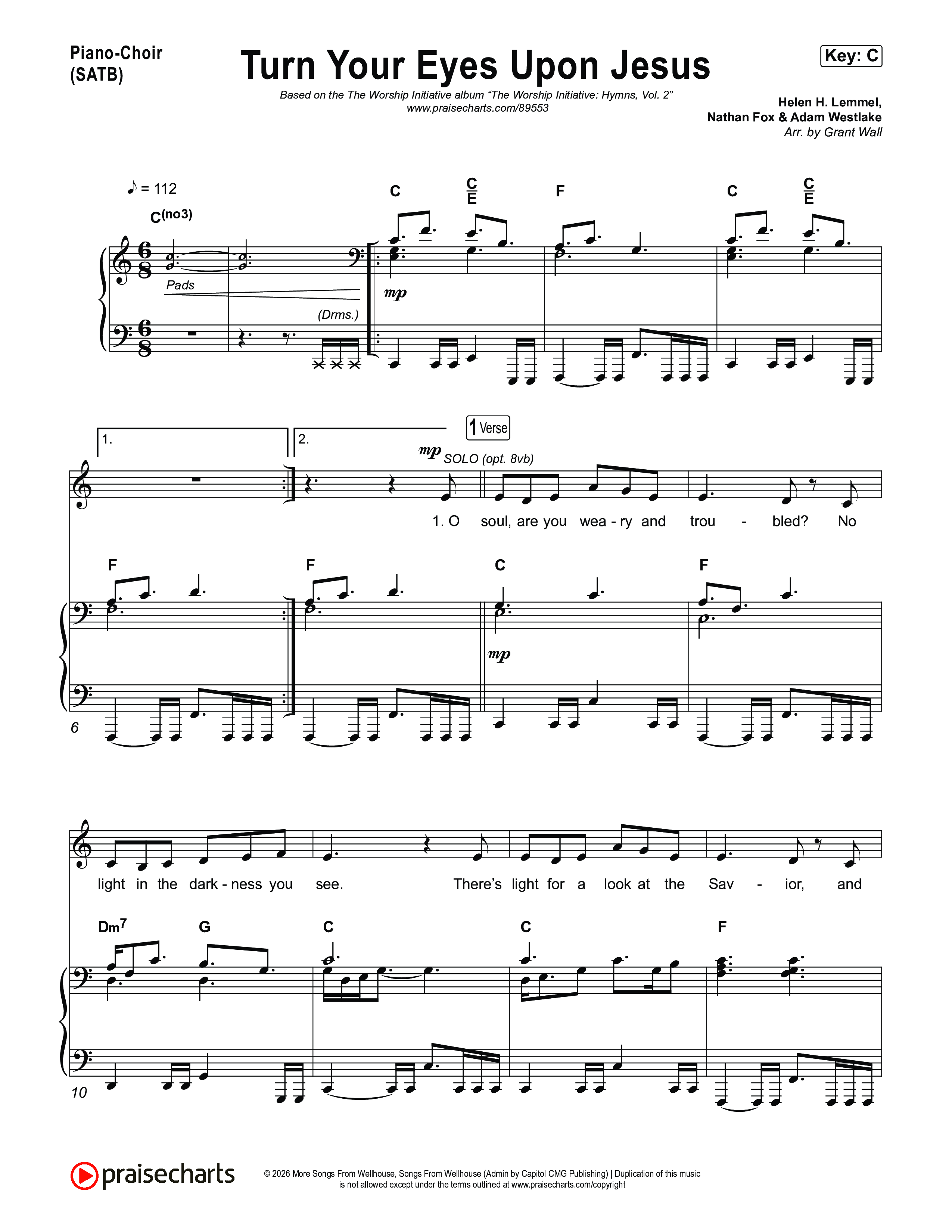 Turn Your Eyes Upon Jesus Piano/Choir (SATB) (The Worship Initiative)