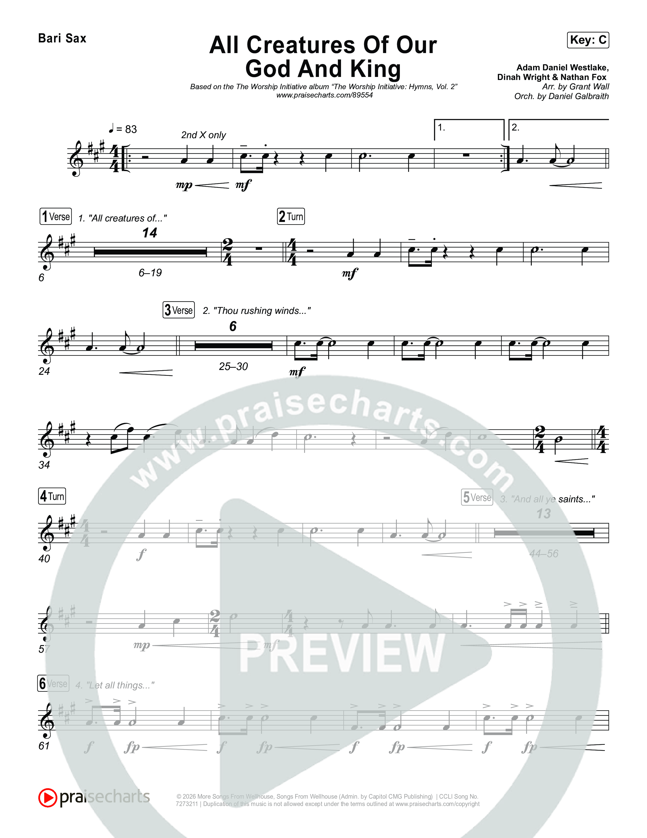 All Creatures Of Our God And King Bari Sax (The Worship Initiative)