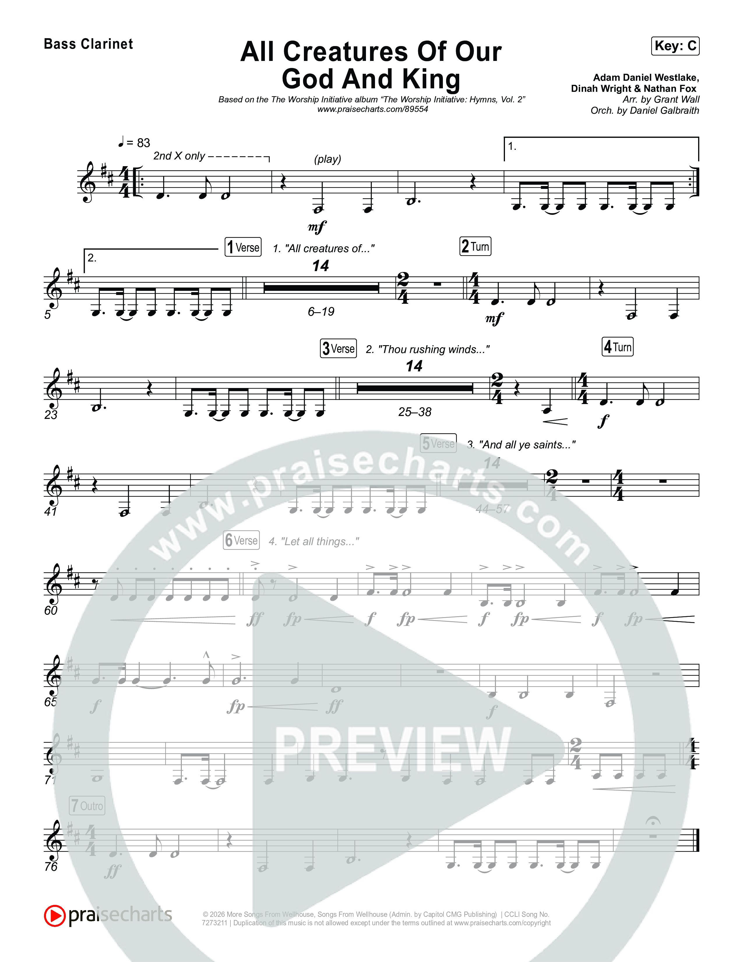 All Creatures Of Our God And King Bass Clarinet (The Worship Initiative)