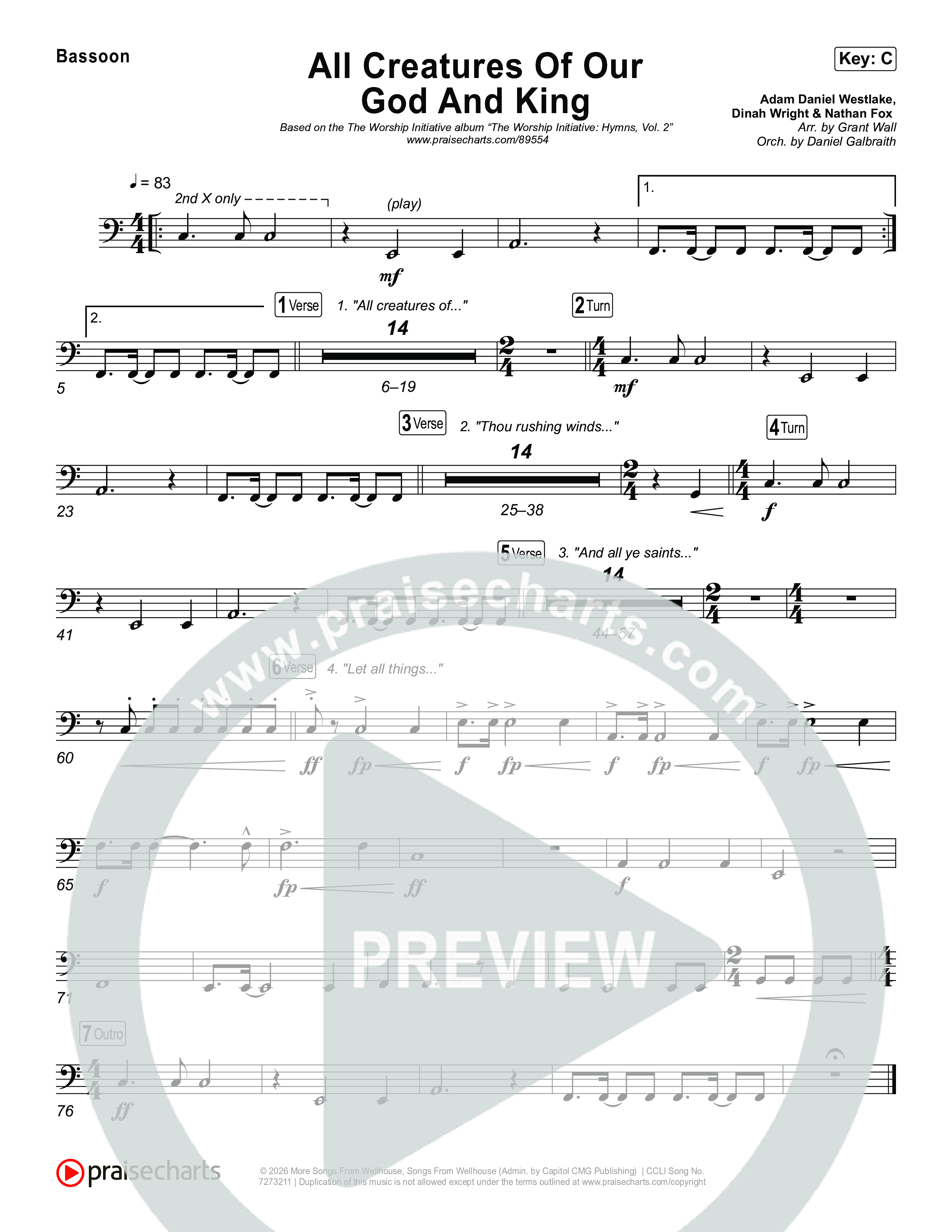 All Creatures Of Our God And King Bassoon (The Worship Initiative)