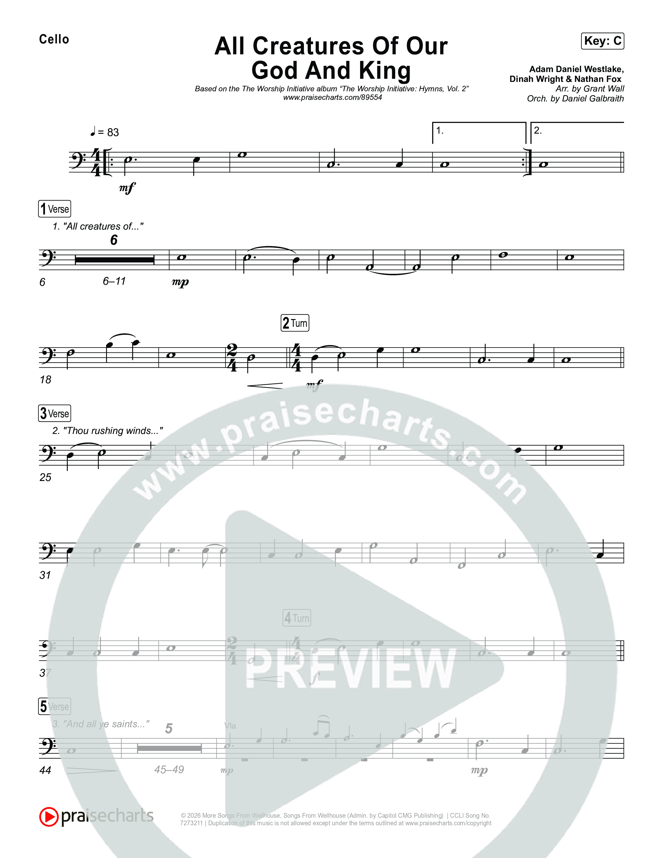 All Creatures Of Our God And King Cello (The Worship Initiative)