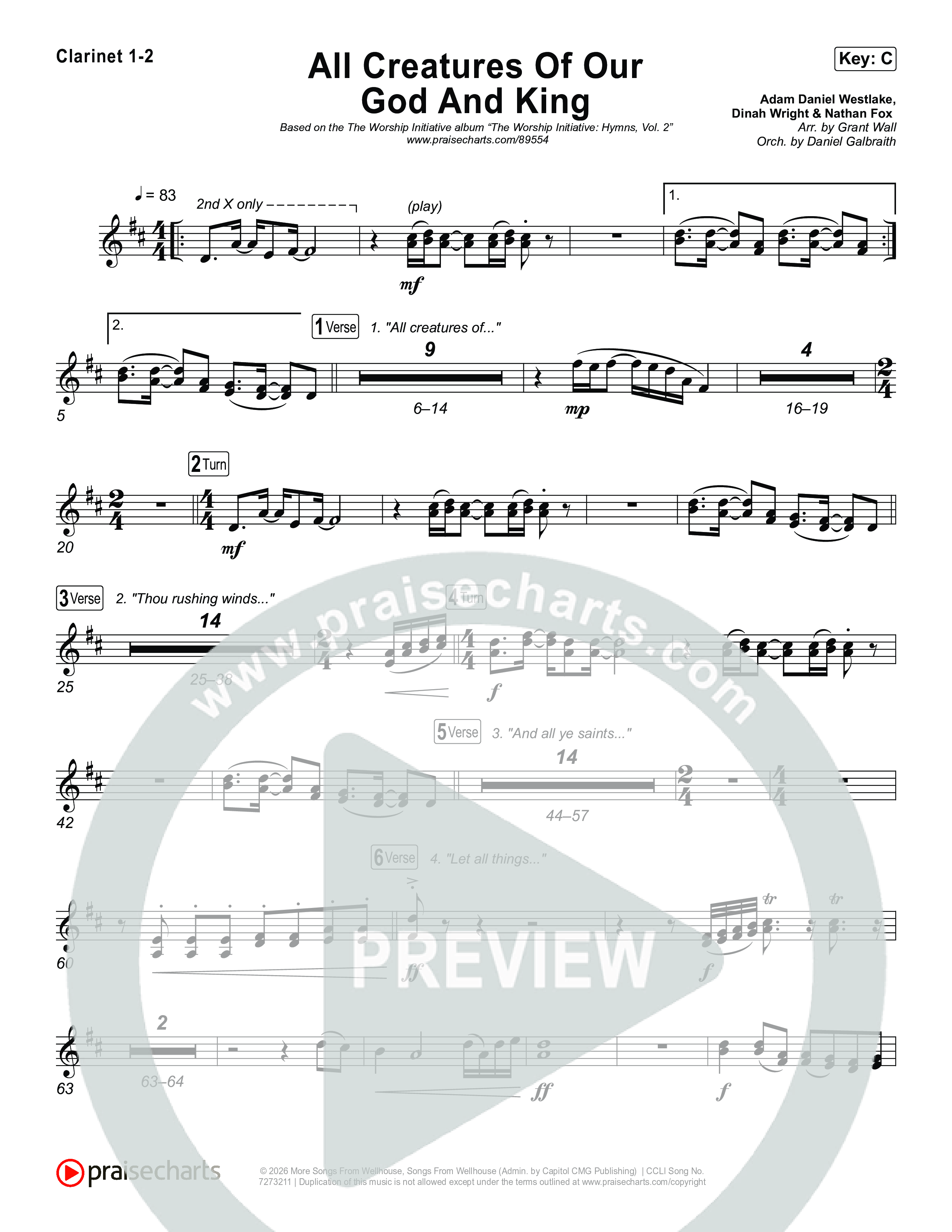 All Creatures Of Our God And King Clarinet 1/2 (The Worship Initiative)