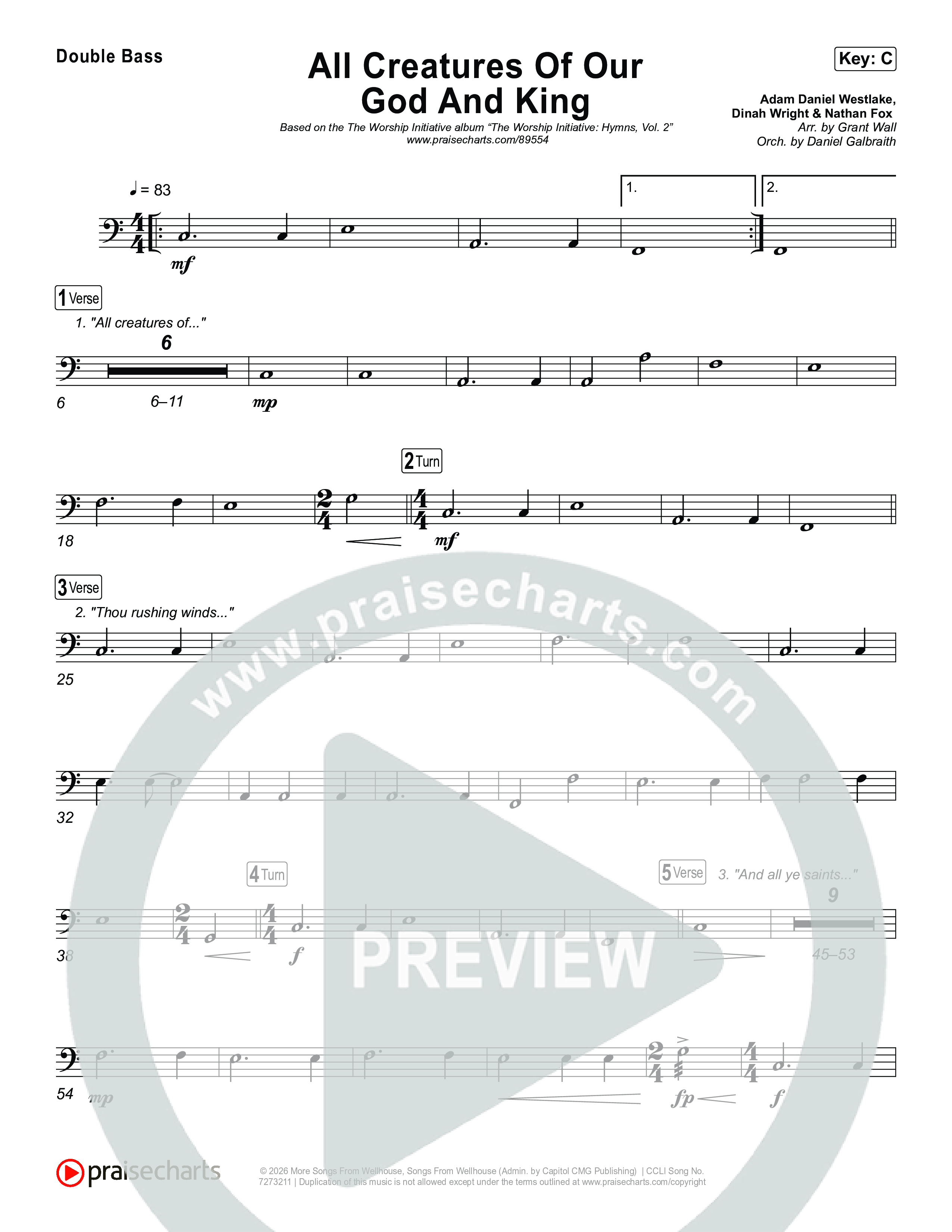 All Creatures Of Our God And King String Bass (The Worship Initiative)