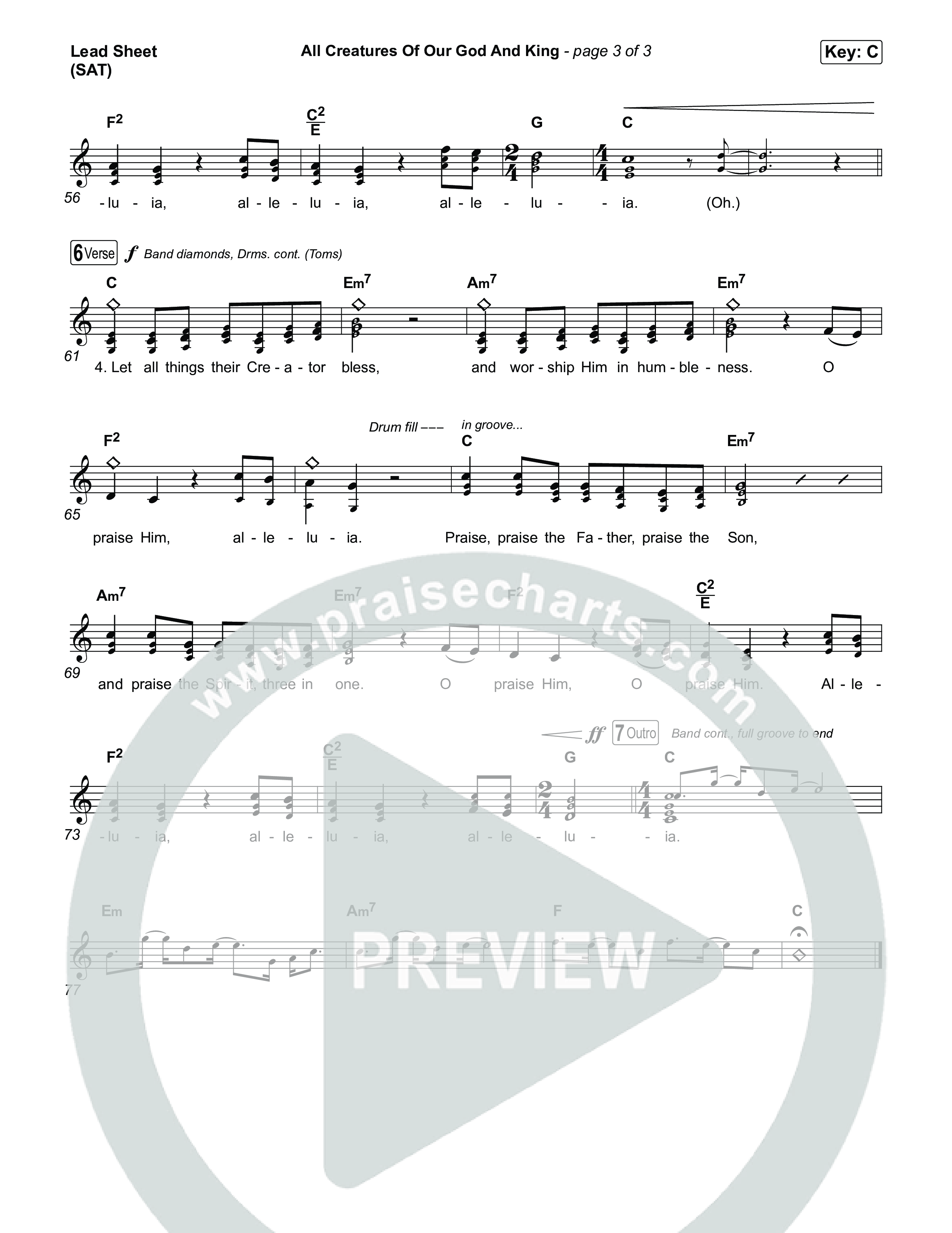 All Creatures Of Our God And King Lead Sheet (SAT) (The Worship Initiative)