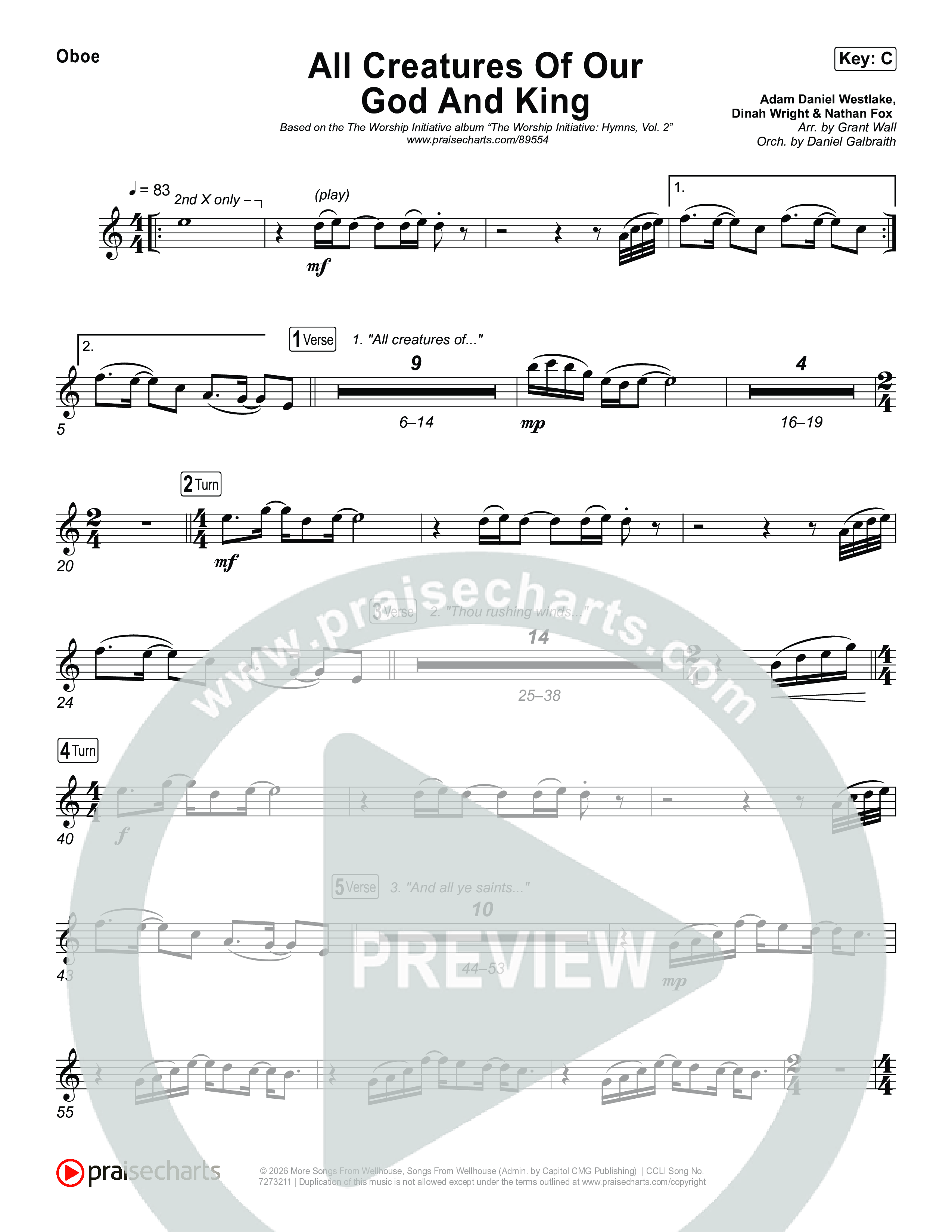 All Creatures Of Our God And King Oboe (The Worship Initiative)