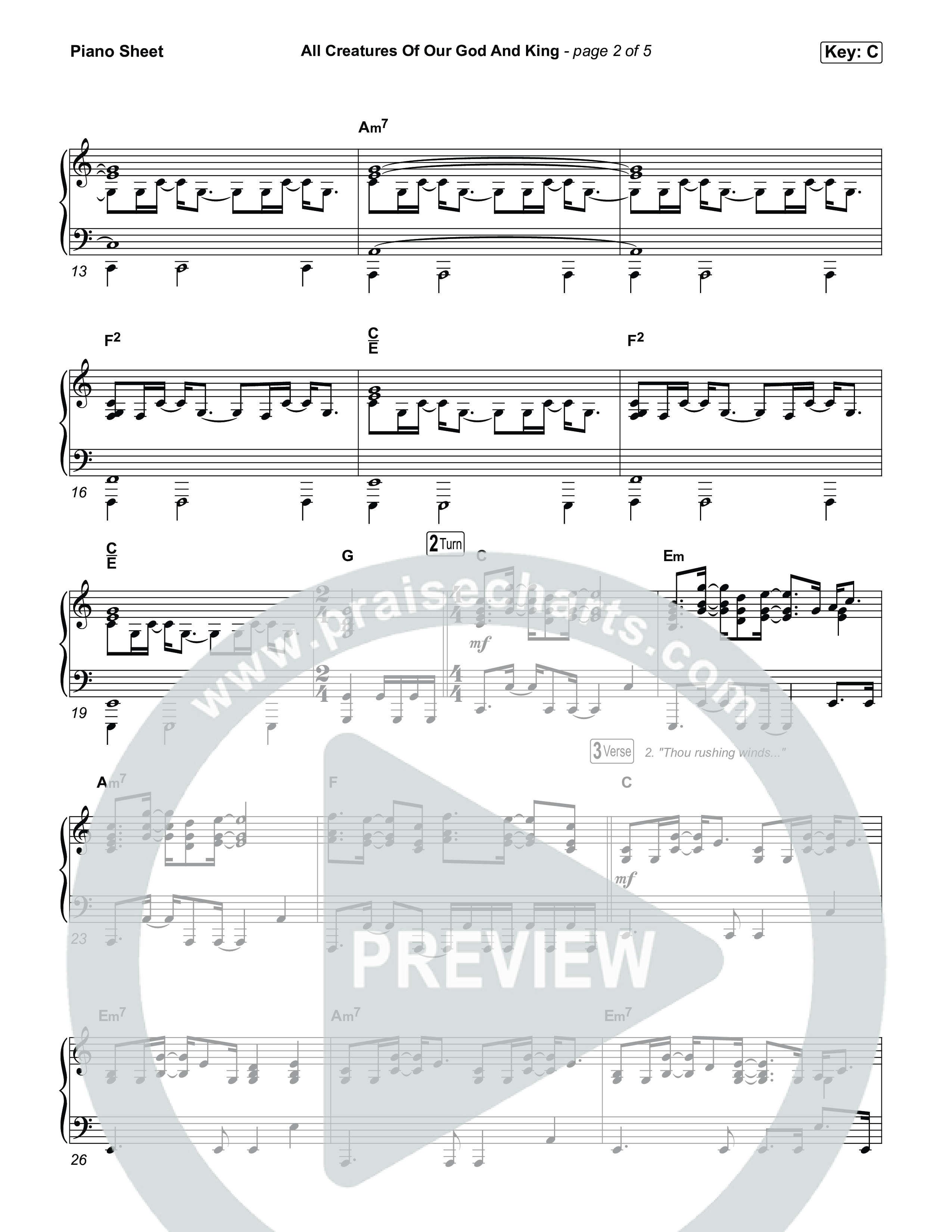 All Creatures Of Our God And King Piano Sheet (The Worship Initiative)