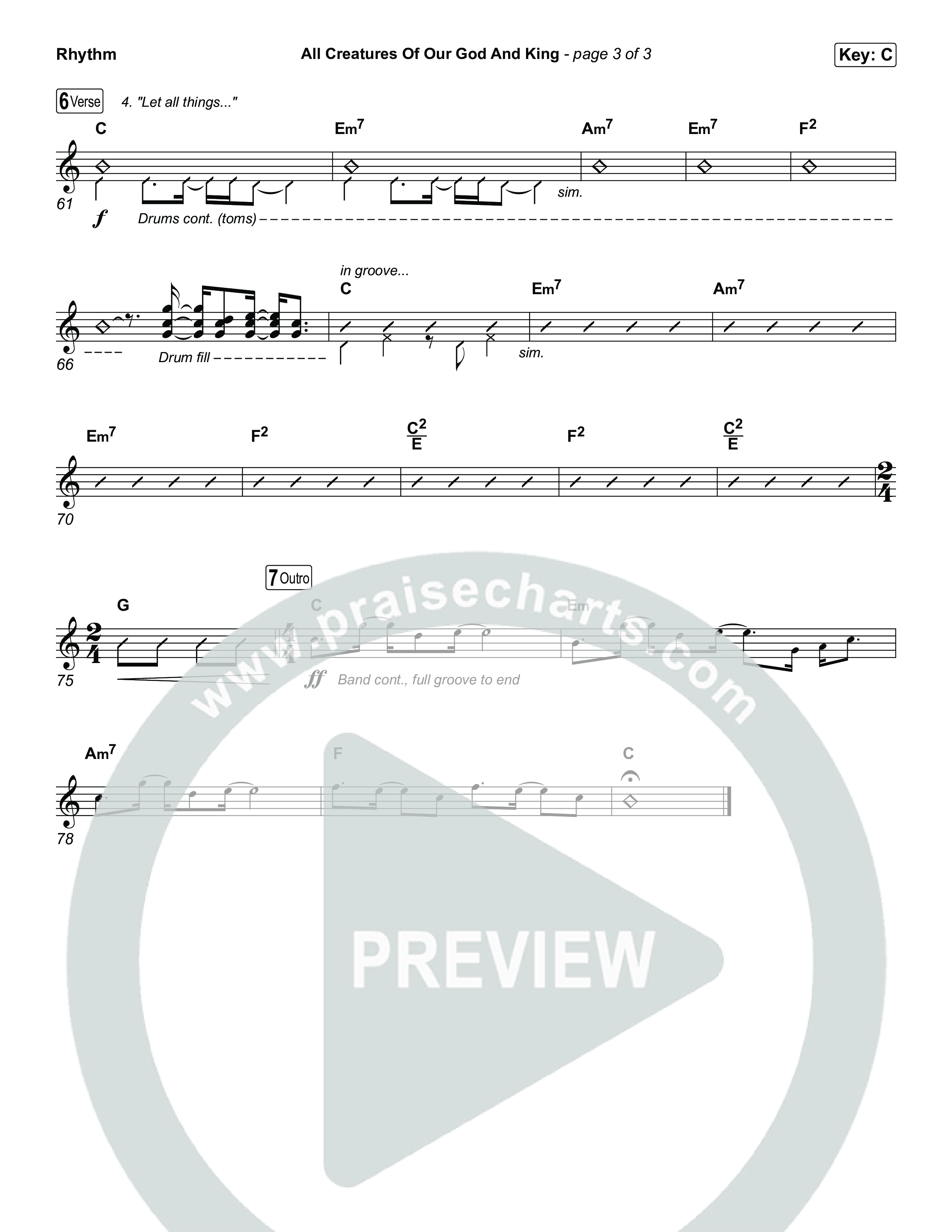 All Creatures Of Our God And King Rhythm Chart (The Worship Initiative)