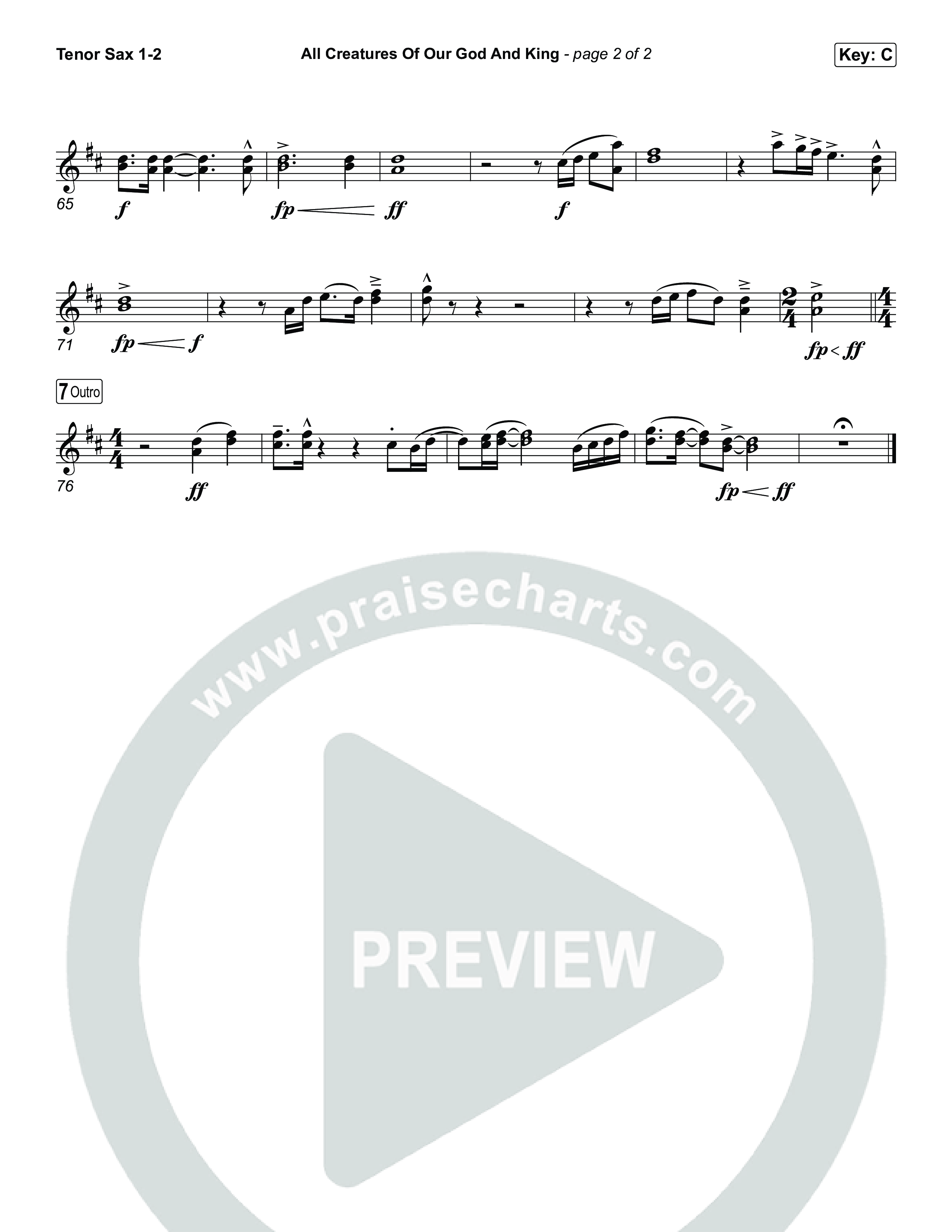 All Creatures Of Our God And King Tenor Sax 1,2 (The Worship Initiative)