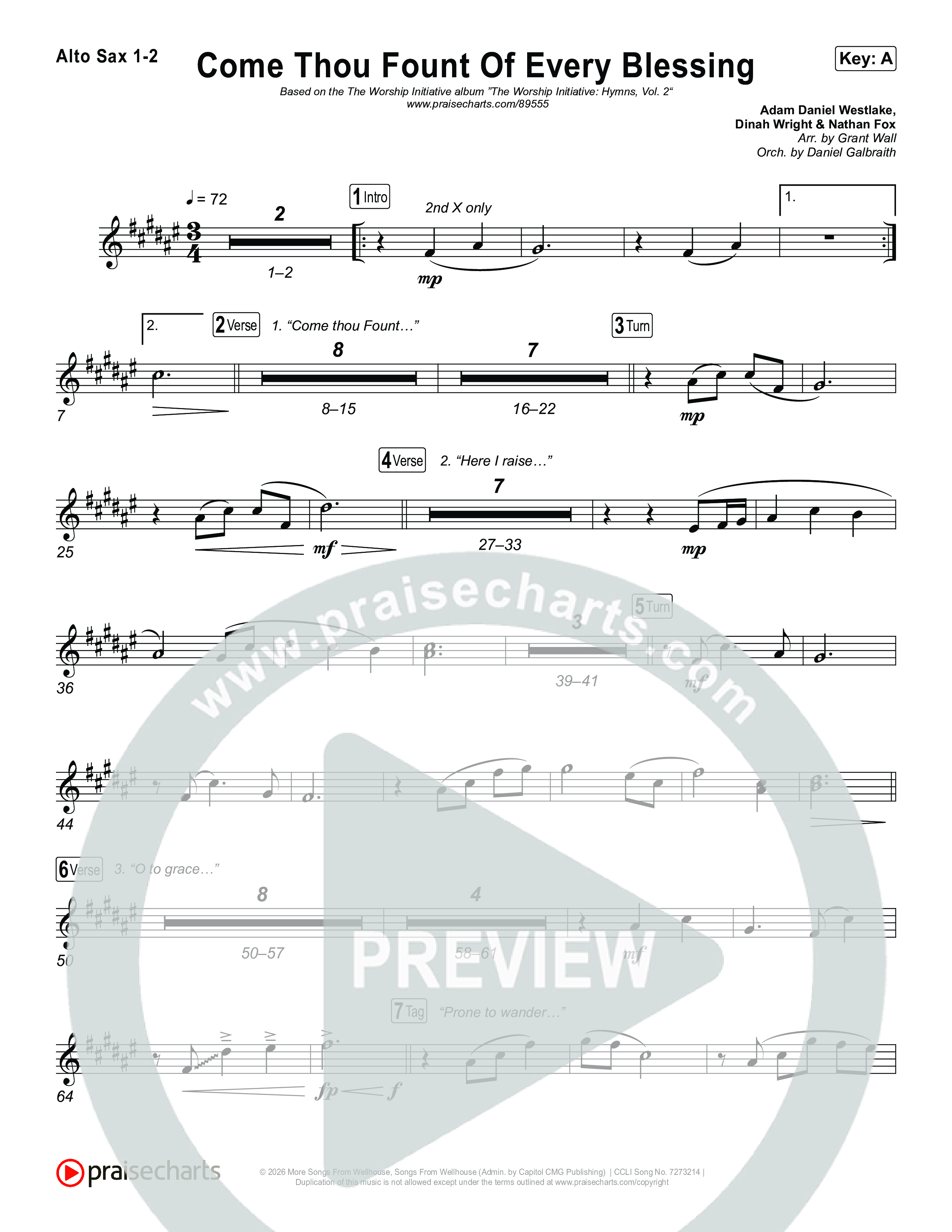 Come Thou Fount Of Every Blessing Sax Pack (The Worship Initiative)