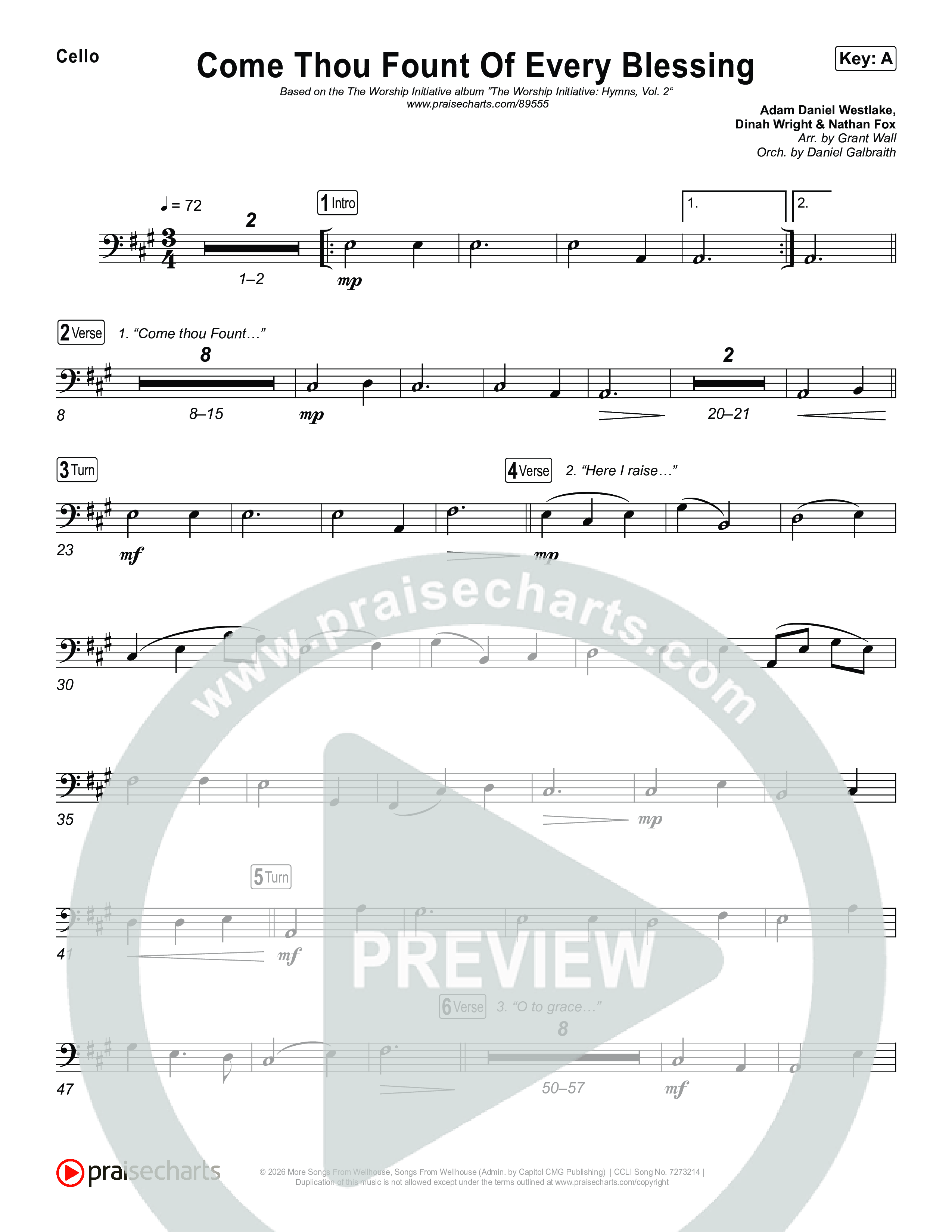 Come Thou Fount Of Every Blessing Cello (The Worship Initiative)