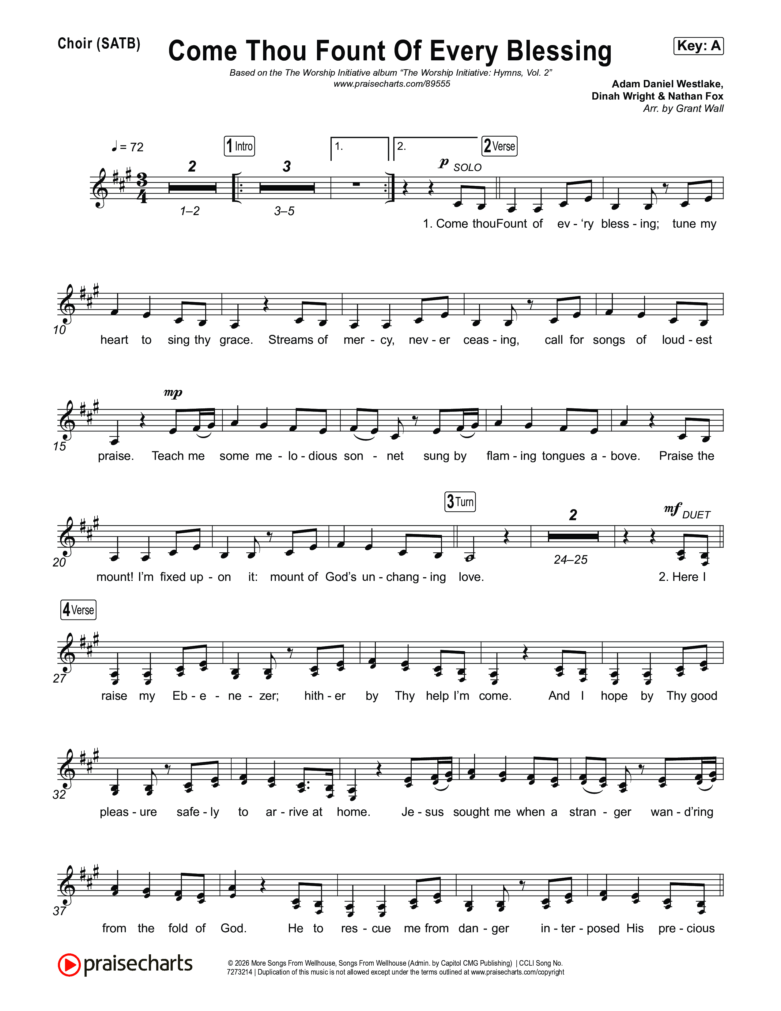 Come Thou Fount Of Every Blessing Choir Sheet (SATB) (The Worship Initiative)