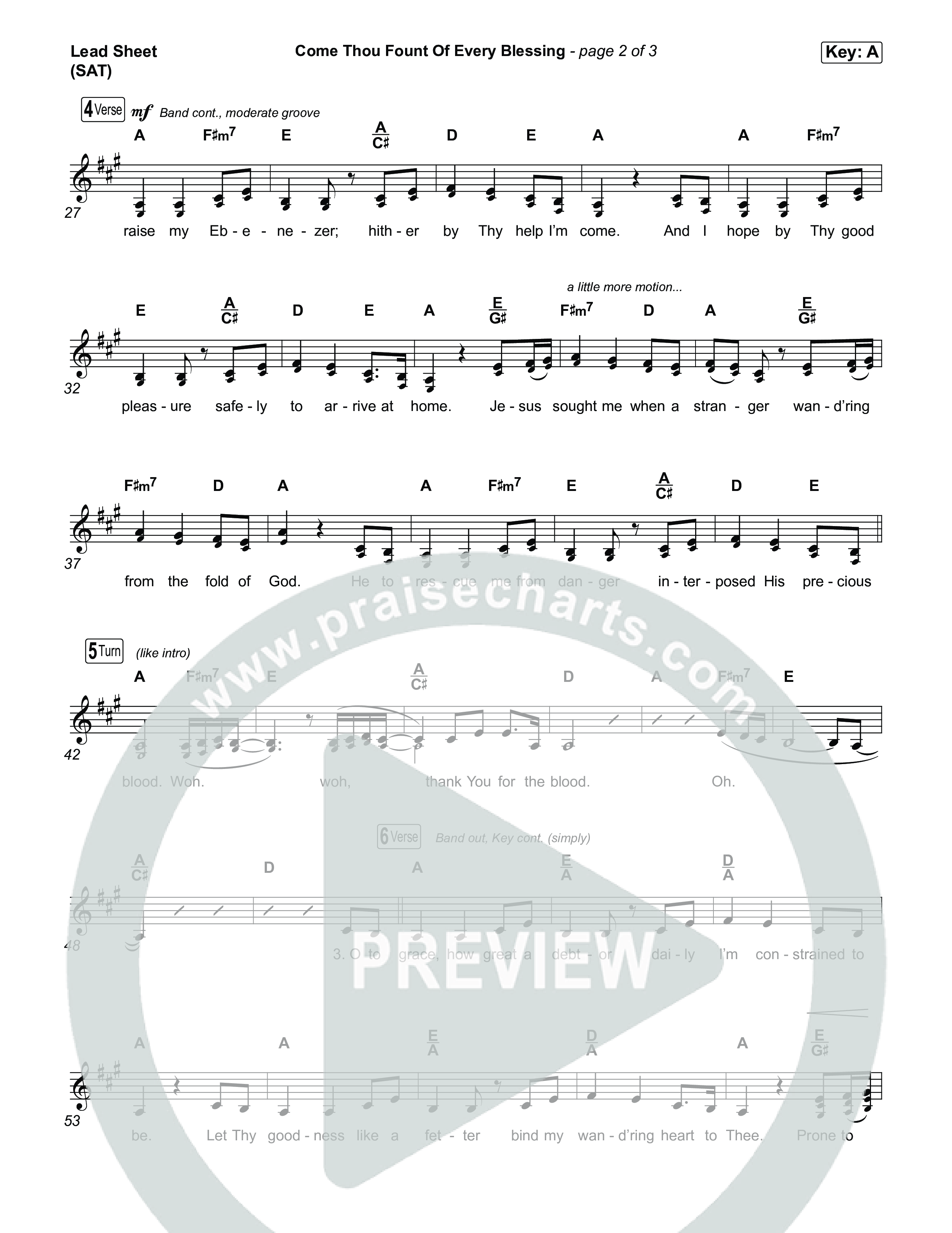 Come Thou Fount Of Every Blessing Lead Sheet (SAT) (The Worship Initiative)