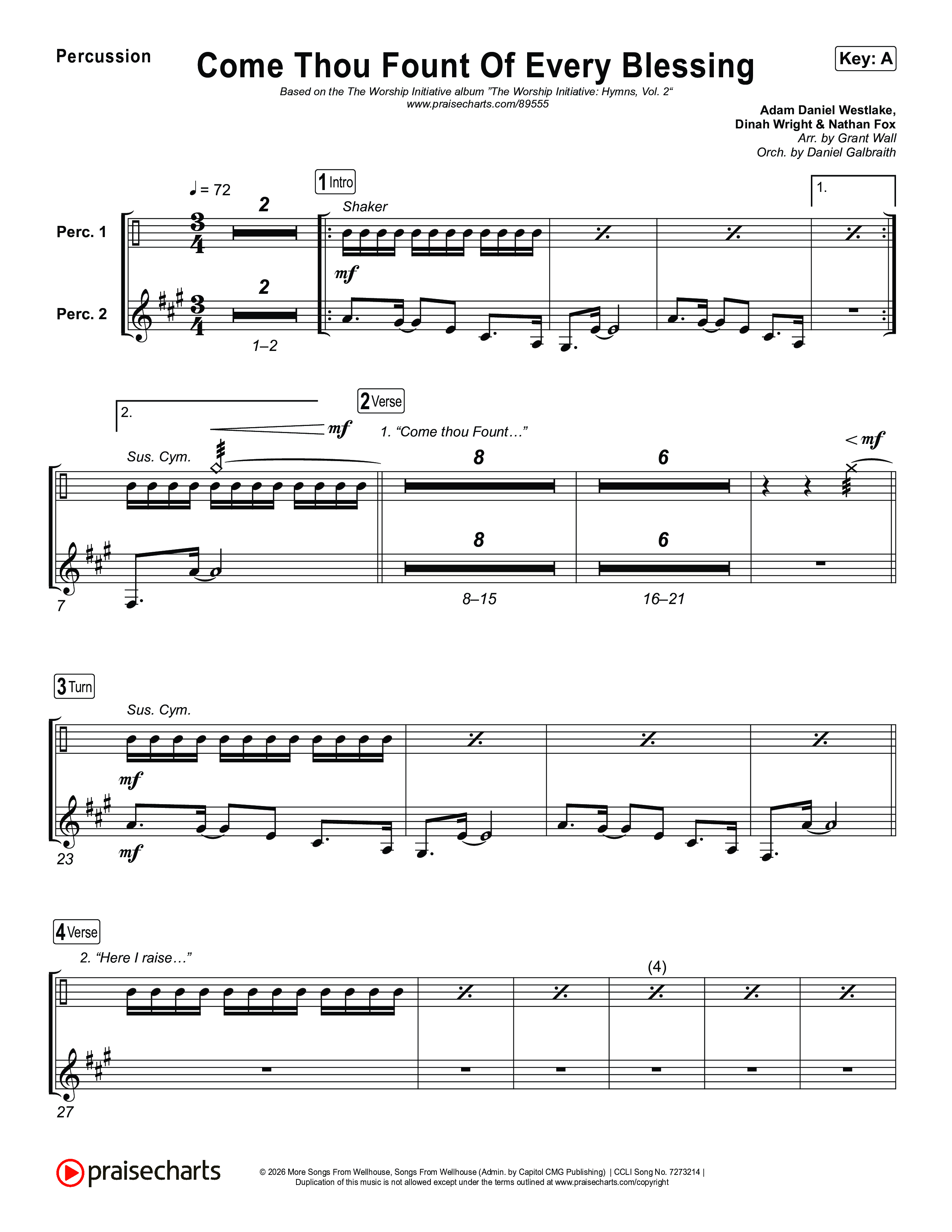 Come Thou Fount Of Every Blessing Percussion (The Worship Initiative)