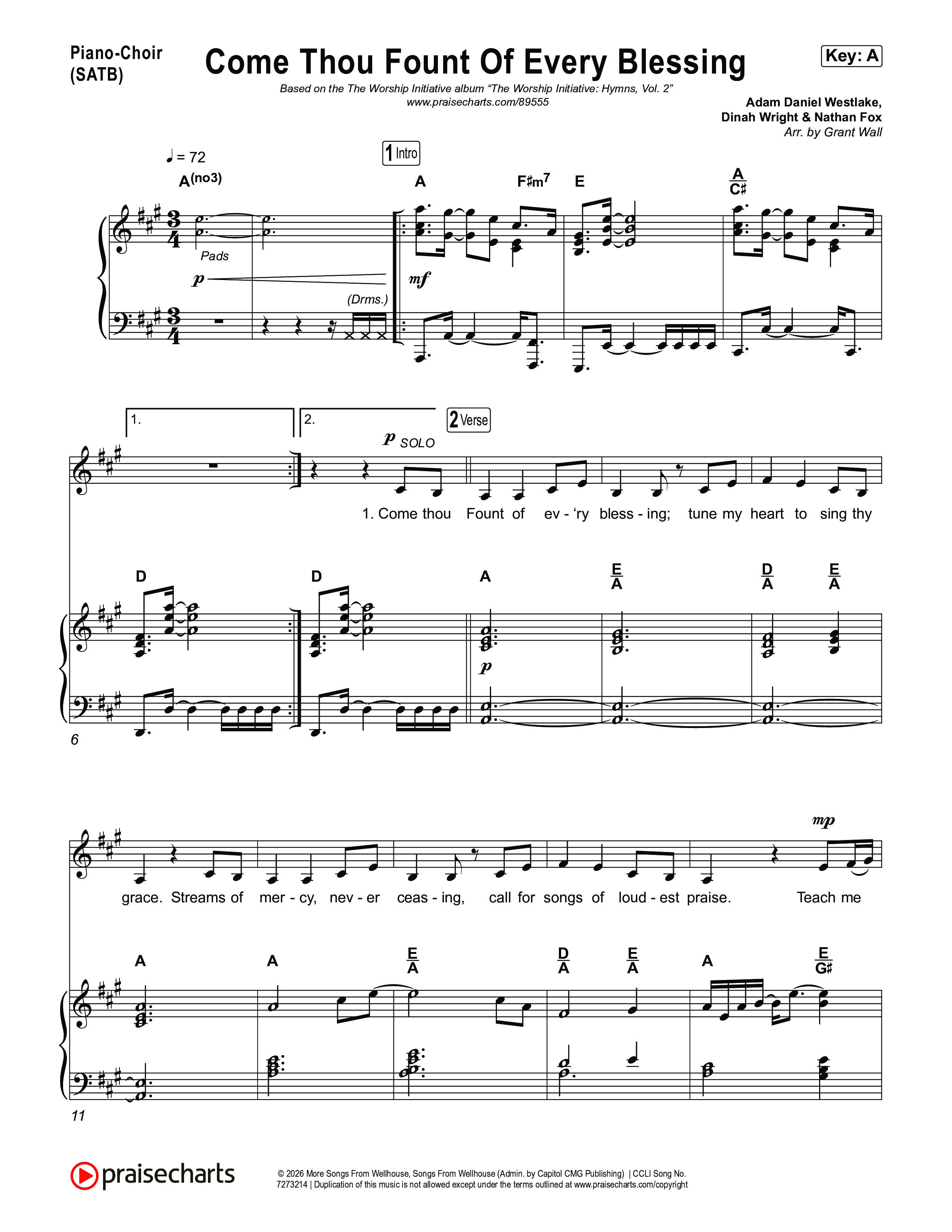 Come Thou Fount Of Every Blessing Piano/Vocal Pack (The Worship Initiative)