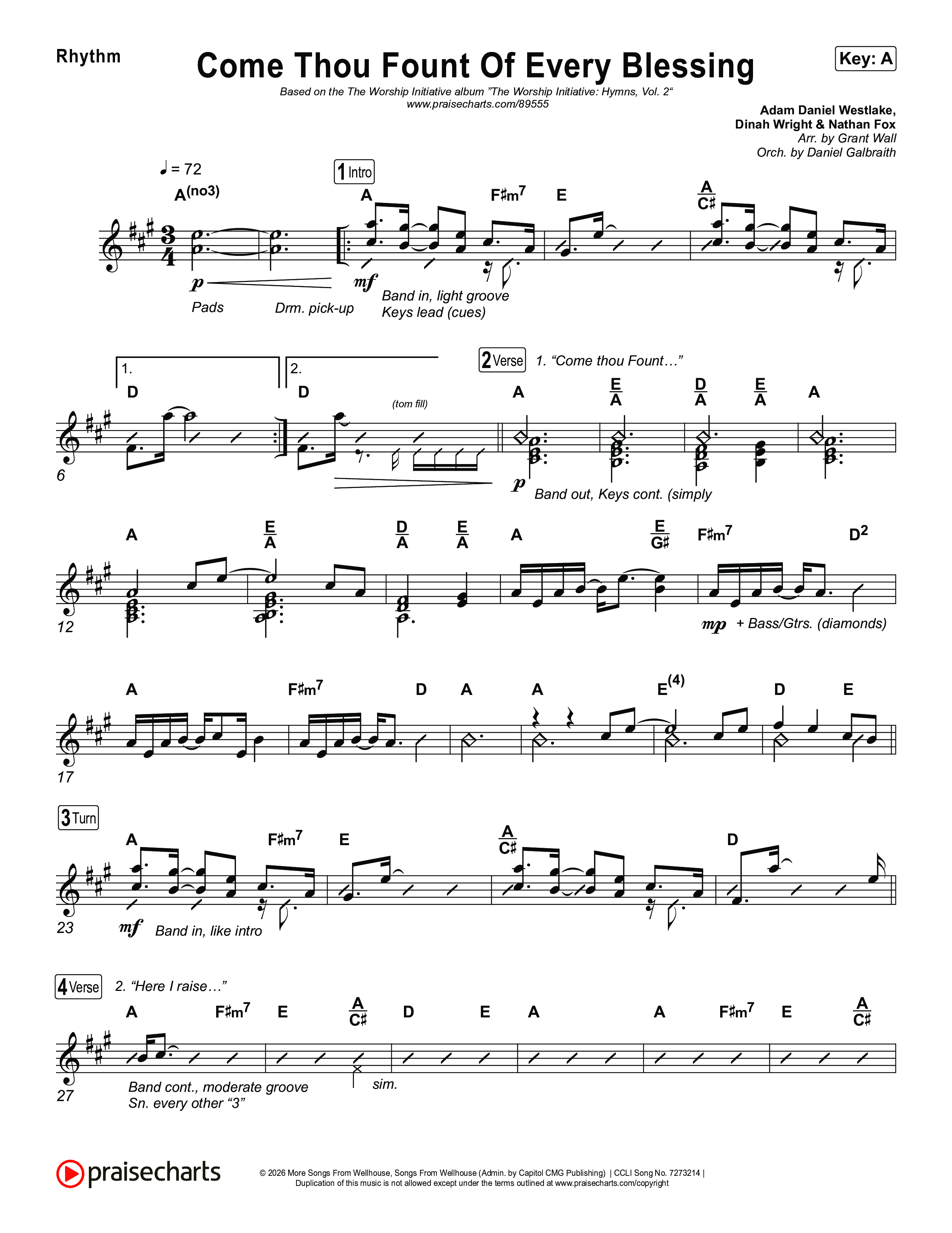 Come Thou Fount Of Every Blessing Rhythm Chart (The Worship Initiative)