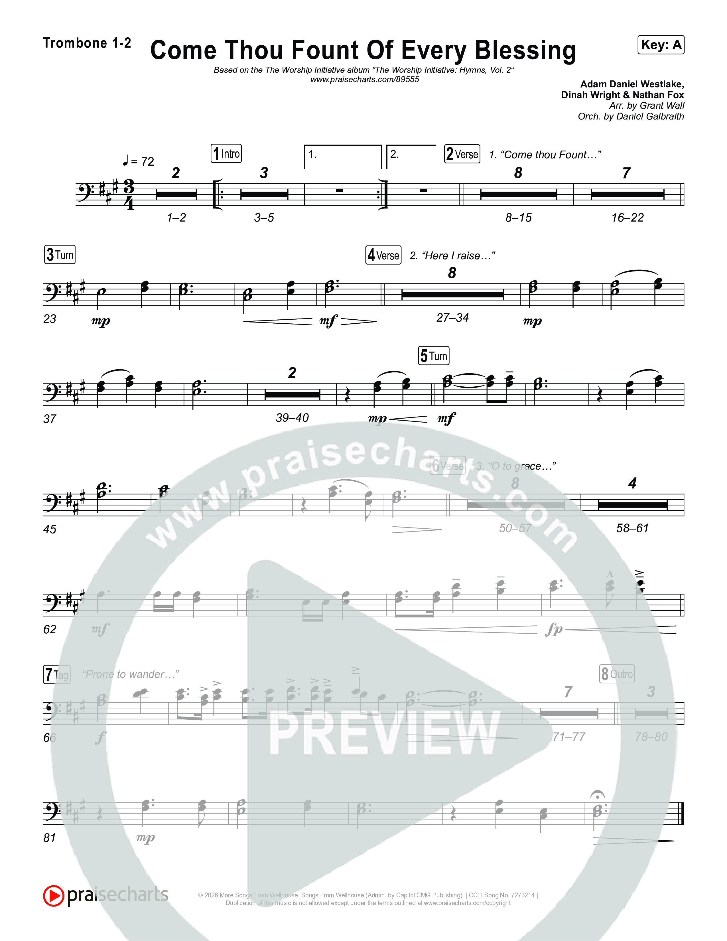 Come Thou Fount Of Every Blessing Trombone 1,2 (The Worship Initiative)